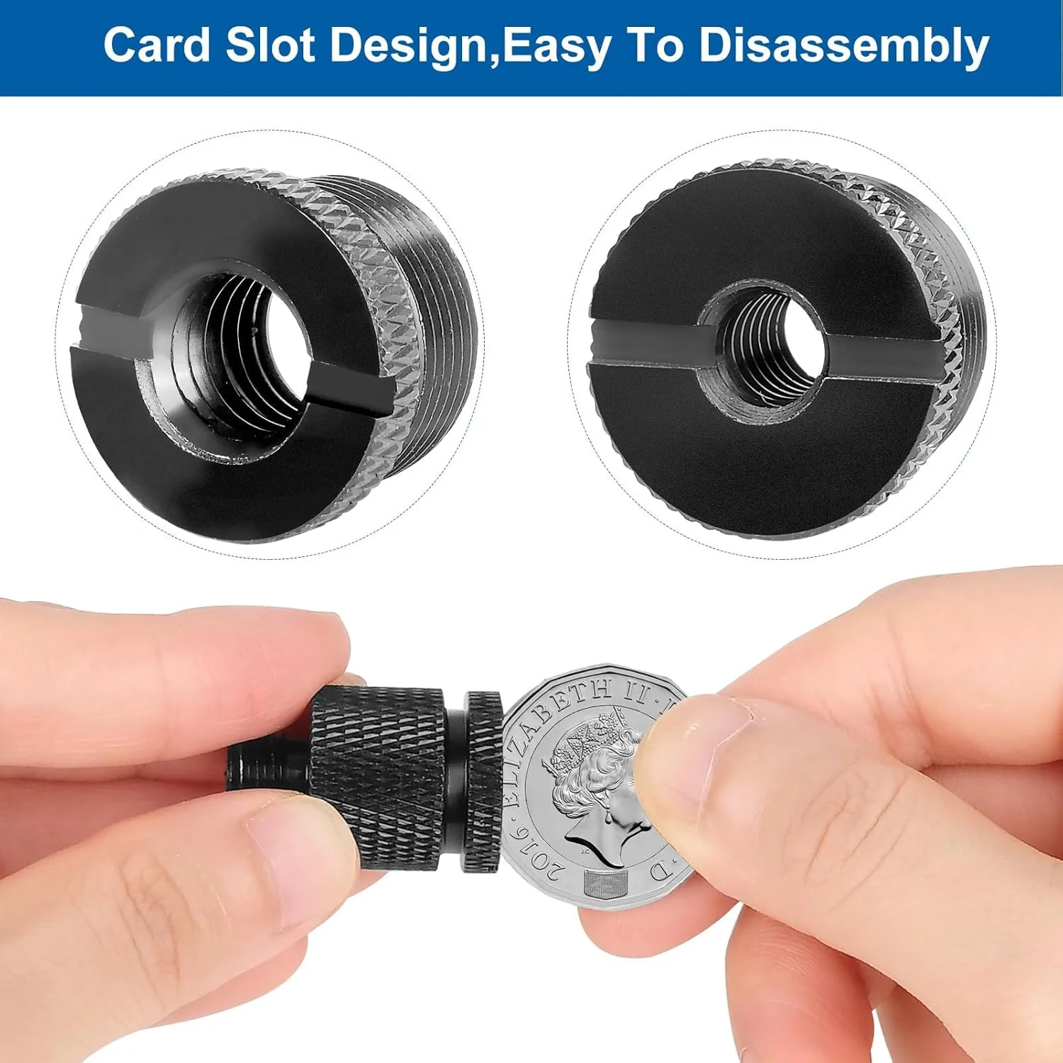 مجموعه آداپتور پایه میکروفون TERRIFI، 8 عدد آداپتور رزوه ای - 5/8 اینچ مادگی به 3/8 اینچ نری، 3/8 اینچ مادگی به 5/8 اینچ نری، 5/8 اینچ مادگی به 1/4 اینچ نری، 1/4 اینچ مادگی به 5/8 اینچ نری، برای پایه میکروفون و بازوی بوم