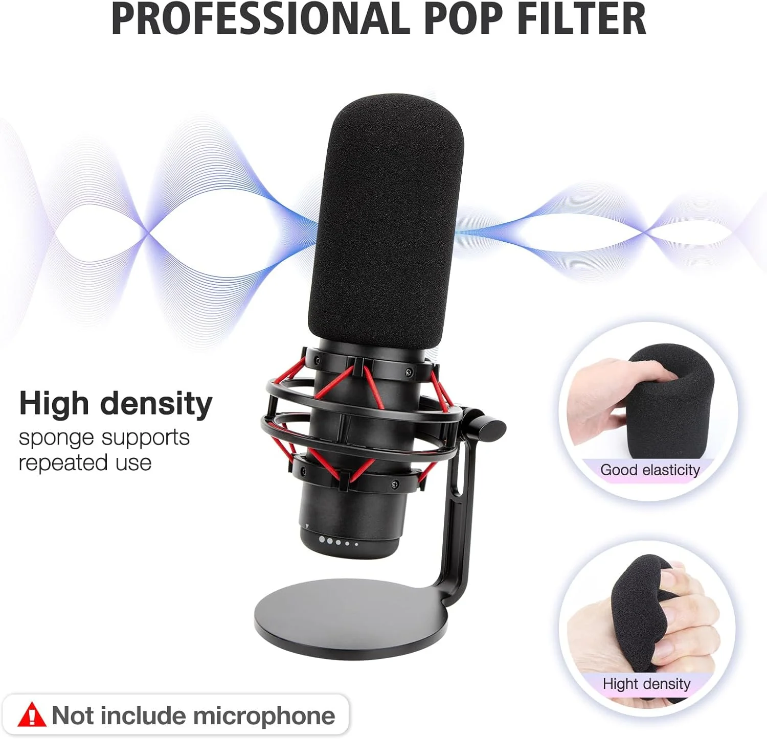 بازوی بوم SUNMON Hyper x QuadCast - بازوی بوم قرمز ارتقا یافته برای HyperX QuadCast به همراه محافظ باد QuadCast، عایق صدا و کاهش نویز، بازوی میکروفون HyperX QuadCast به همراه آداپتور 3/8 اینچ به 5/8 اینچ