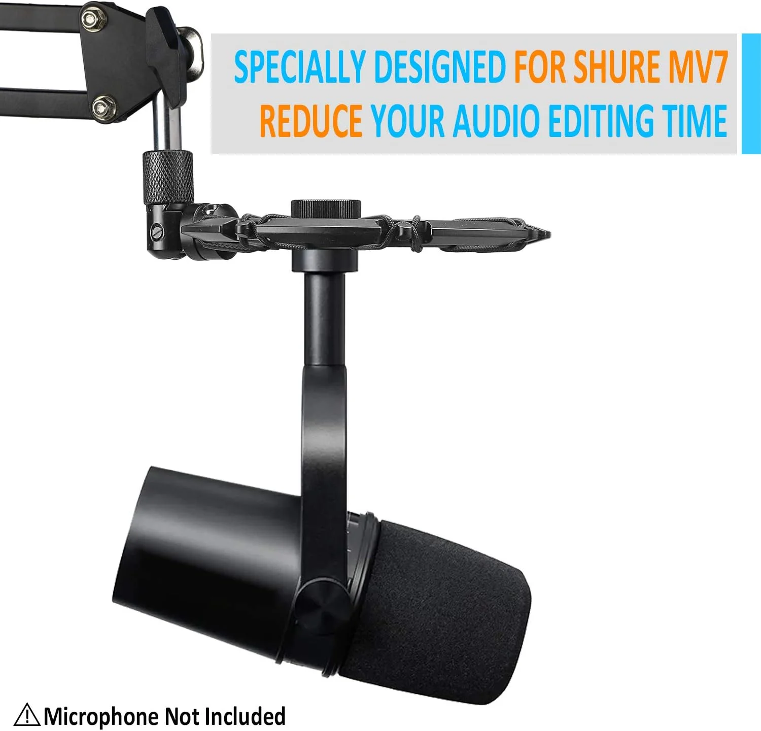 لرزه گیر میکروفون SUNMON MV7 سازگار با میکروفون Shure MV7، لرزه گیر MV7 نویز لرزش را کاهش می دهد، مناسب برای پایه میکروفون و بازوی بوم
