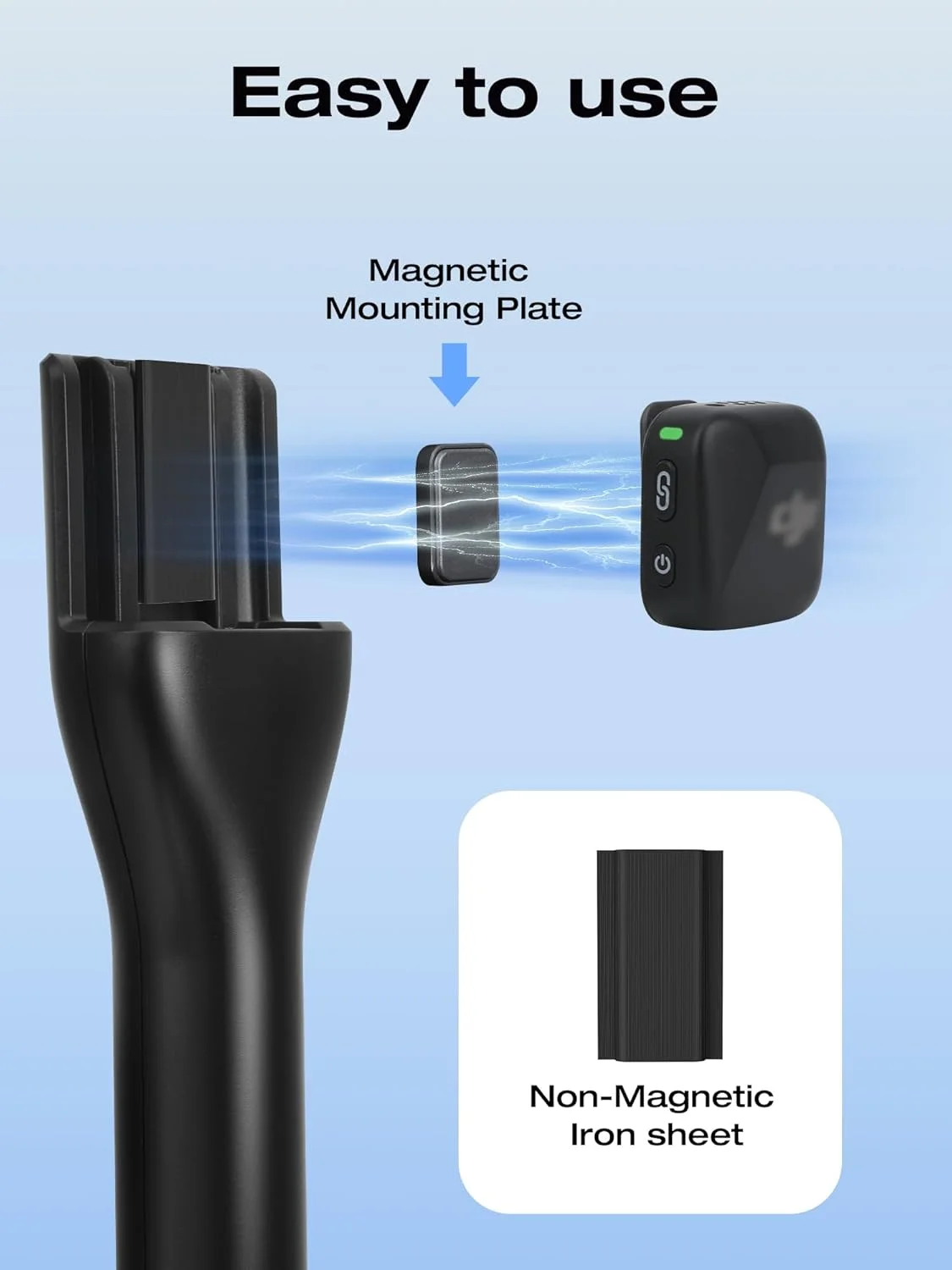 نگهدارنده مغناطیسی میکروفون بی سیم سانمون برای DJI Mic Mini، پایه میکروفون برای DJI Mic1/2، پایه میکروفون دستی قابل حمل برای مصاحبه برای Rode Wireless Micro/GO 2/ME/Pro (دستی مغناطیسی با 1 پاپ فیلتر)