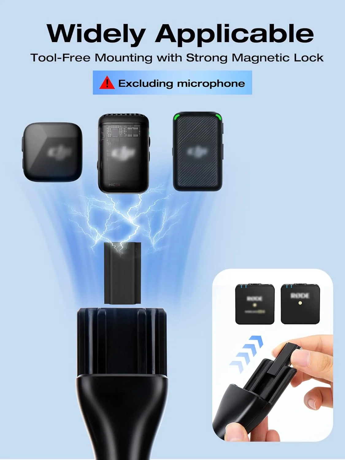 نگهدارنده مغناطیسی میکروفون بی سیم سانمون برای DJI Mic Mini، پایه میکروفون برای DJI Mic1/2، پایه میکروفون دستی قابل حمل برای مصاحبه برای Rode Wireless Micro/GO 2/ME/Pro (دستی مغناطیسی با 1 پاپ فیلتر)