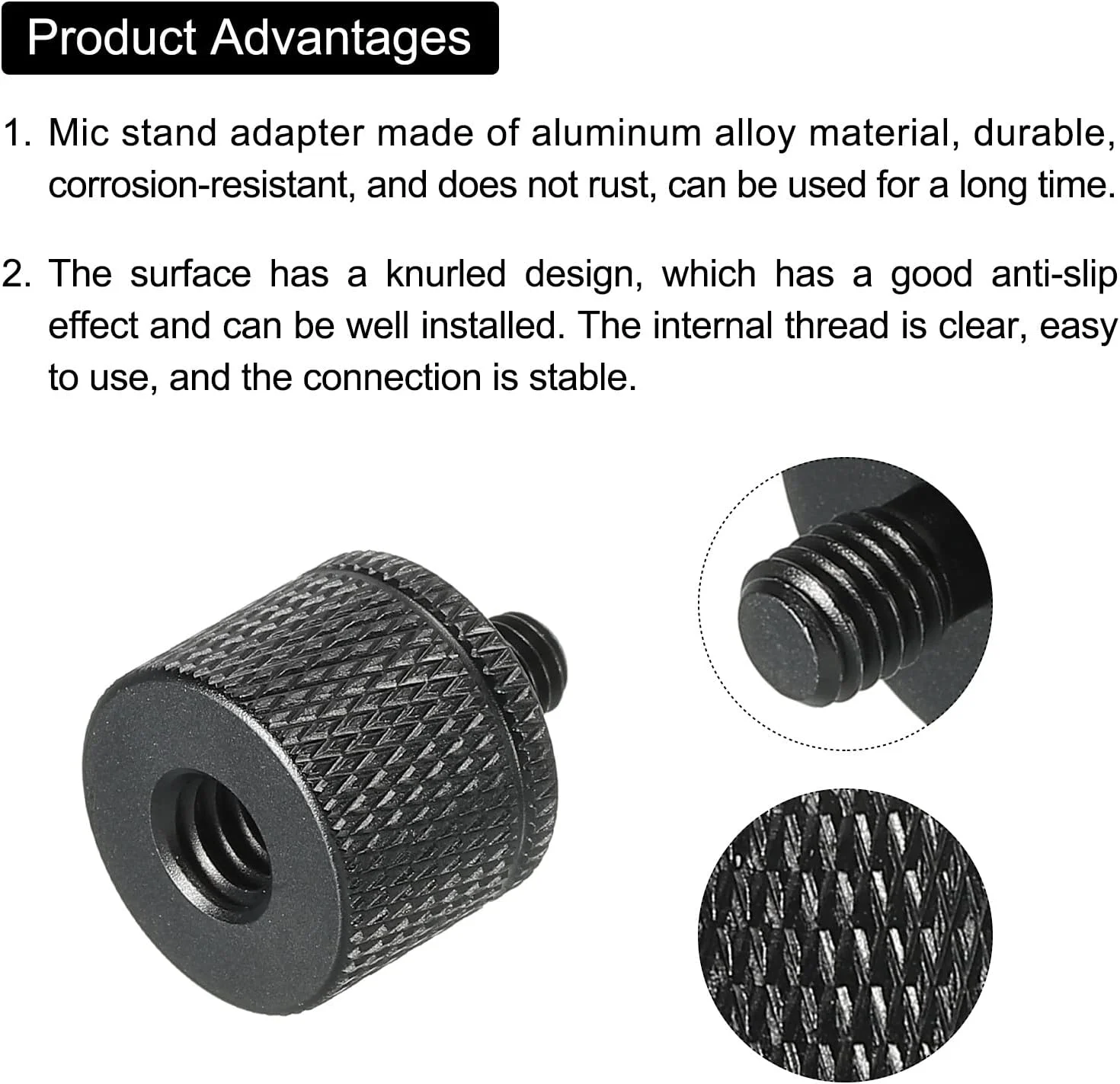 تبدیل مادگی 1/4 اینچ به نری M5 برای پایه میکروفون و سه پایه دوربین، مشکی