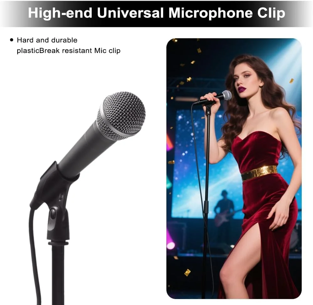گیره میکروفون با پایه، نگهدارنده گیره میکروفون قابل تنظیم، گیره نگهدارنده میکروفون جهانی برای سیم دار و بی سیم
