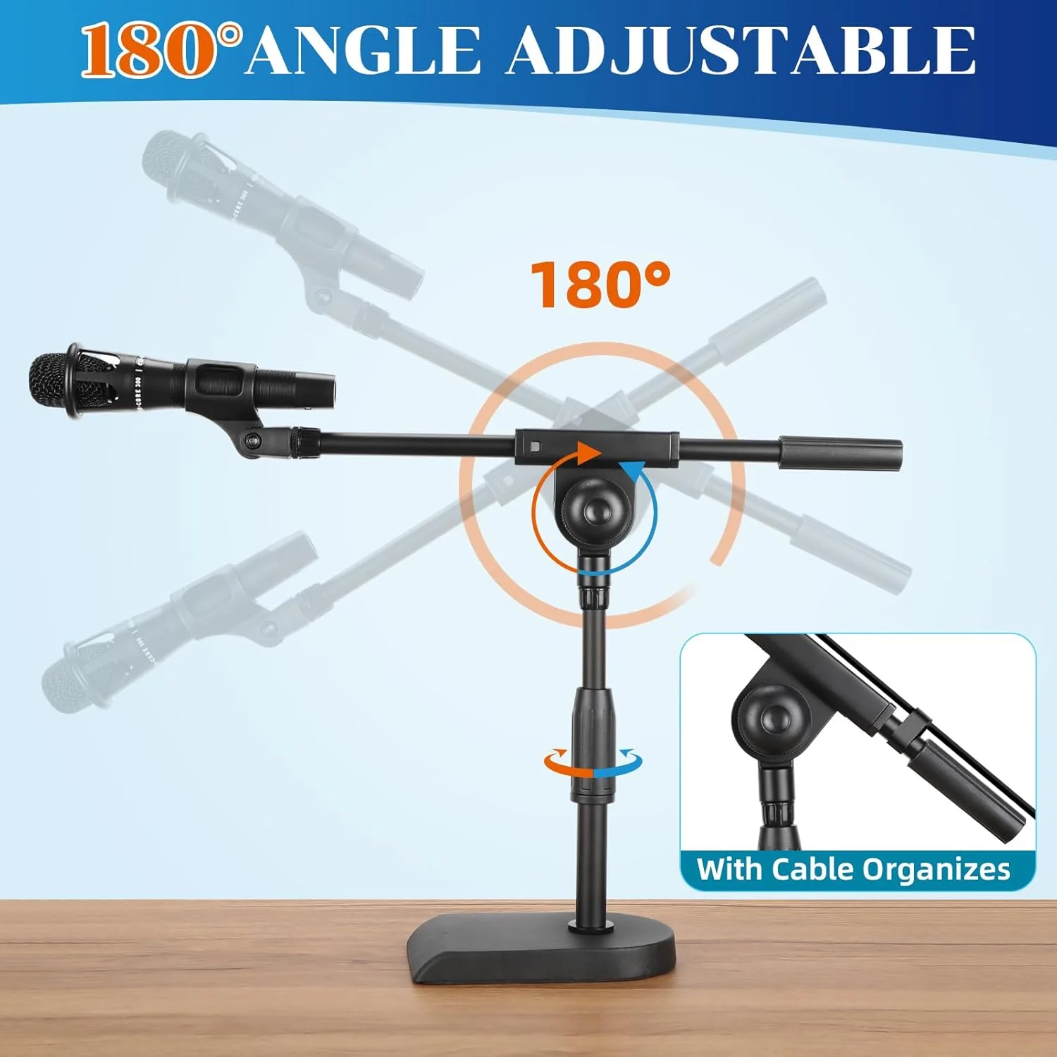 پایه میکروفون رومیزی قابل تنظیم، بسته 4 عددی، با پایه فلزی سنگین، بازوی بوم میکروفون به همراه گیره و نگهدارنده کابل، پیچ 5/8 اینچ نر به 3/8 اینچ ماده برای استودیوی ضبط پادکست پایه میکروفون رومیزی قابل تنظیم، بسته 4 عددی، با پایه فلزی سنگین، بازوی بوم میکروفون به همراه گیره و نگهدارنده کابل، پیچ 5/8 اینچ نر به 3/8 اینچ ماده برای استودیوی ضبط پادکست