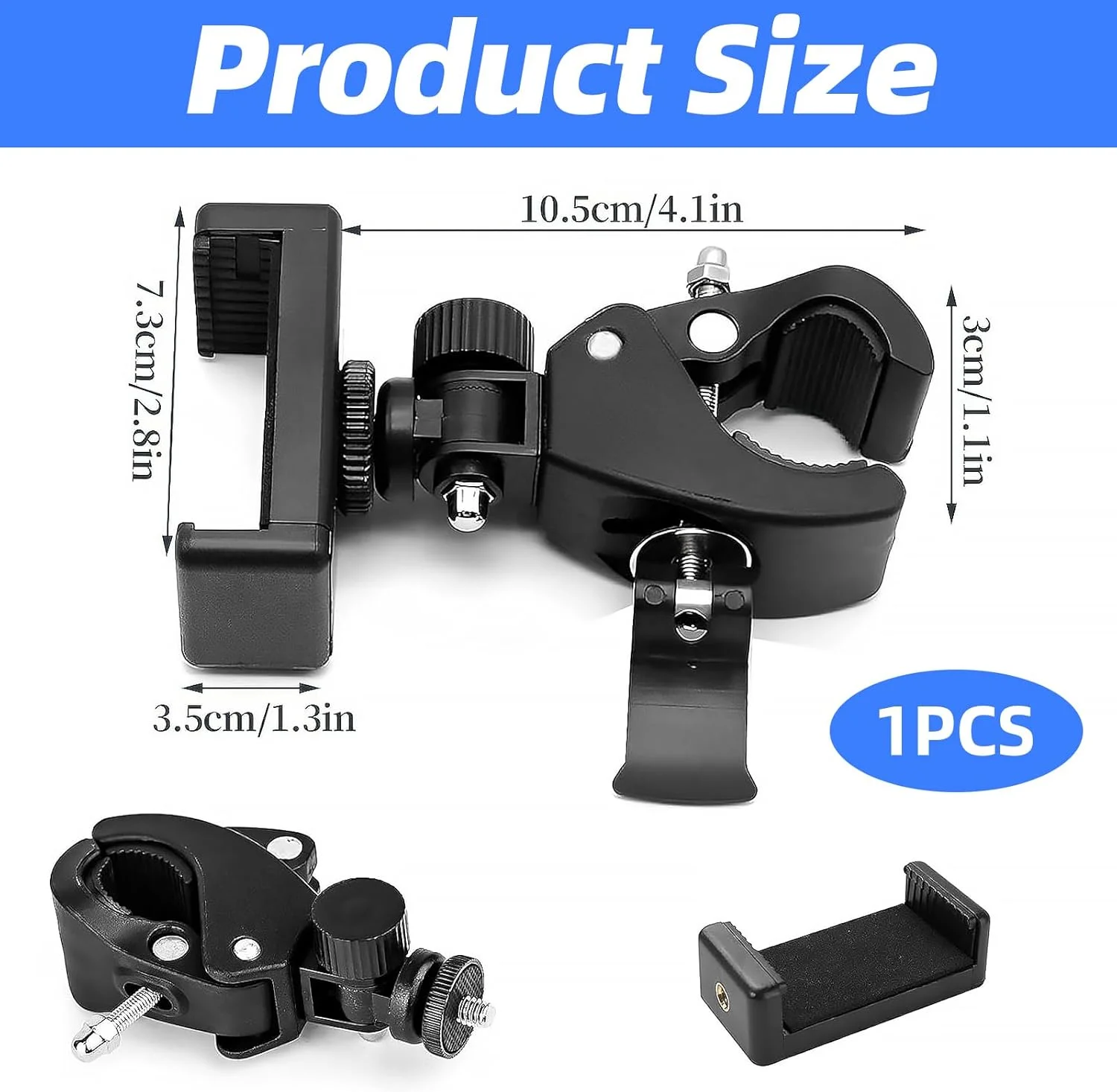 نگهدارنده تلفن برای پایه میکروفون با قابلیت چرخش 360 درجه و گیره قابل تنظیم، مناسب برای پخش زنده، ضبط ویدیو و استفاده در فضای باز، سازگار با اکثر تلفن ها و سه پایه ها