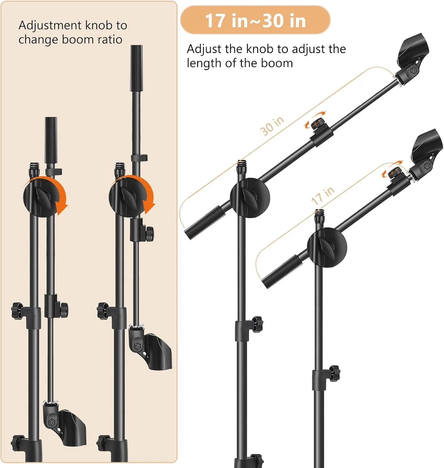 پایه میکروفون رمزی 6 در 1 با بازوی بوم، گردن غازی، گیره های میکروفون، نگهدارنده تبلت و تلفن، و کیف پایه - پشتیبانی از هر ترکیبی