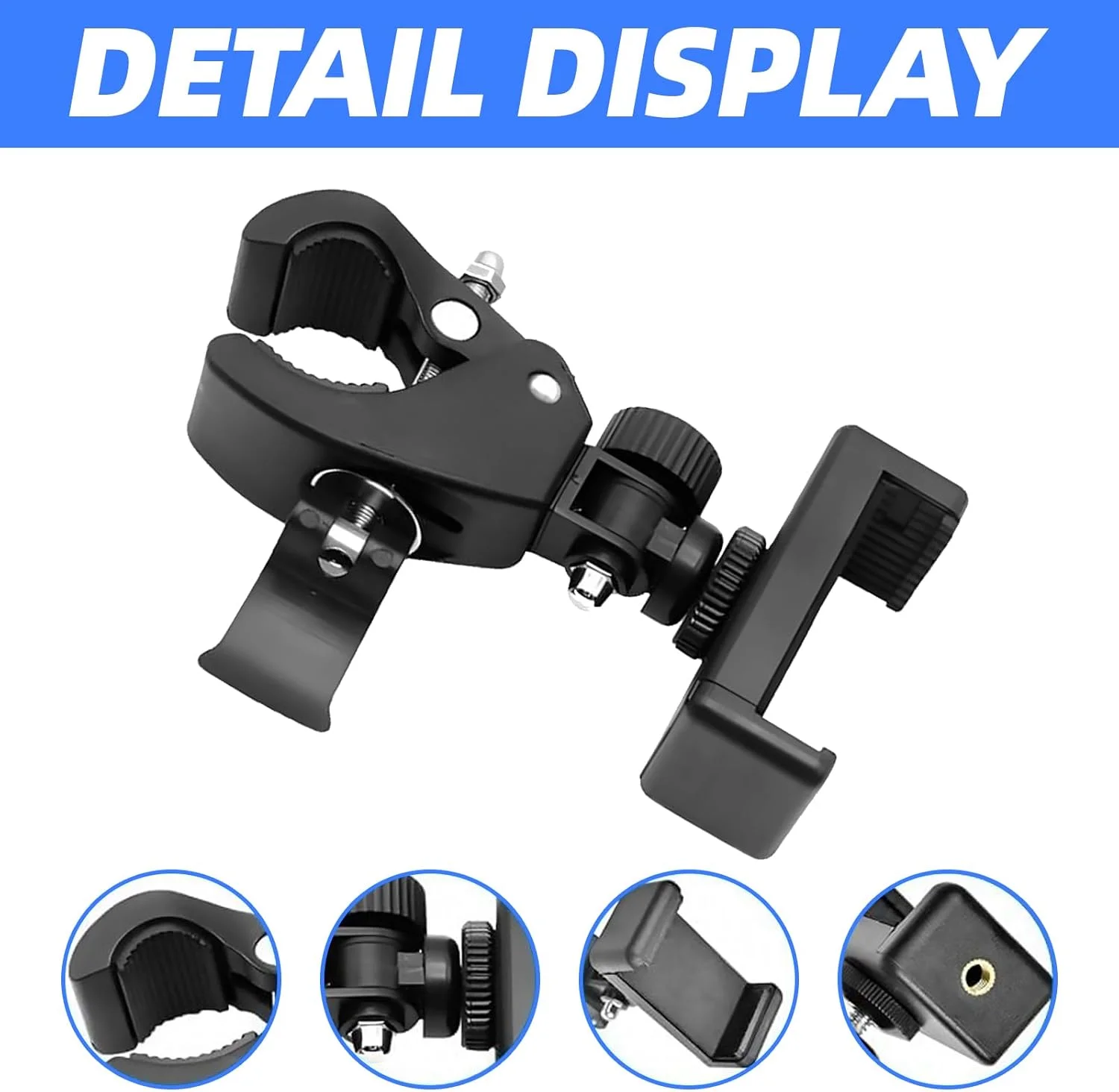 نگهدارنده تلفن برای پایه میکروفون با قابلیت چرخش 360 درجه و گیره قابل تنظیم، مناسب برای پخش زنده، ضبط ویدیو و استفاده در فضای باز، سازگار با اکثر تلفن ها و سه پایه ها