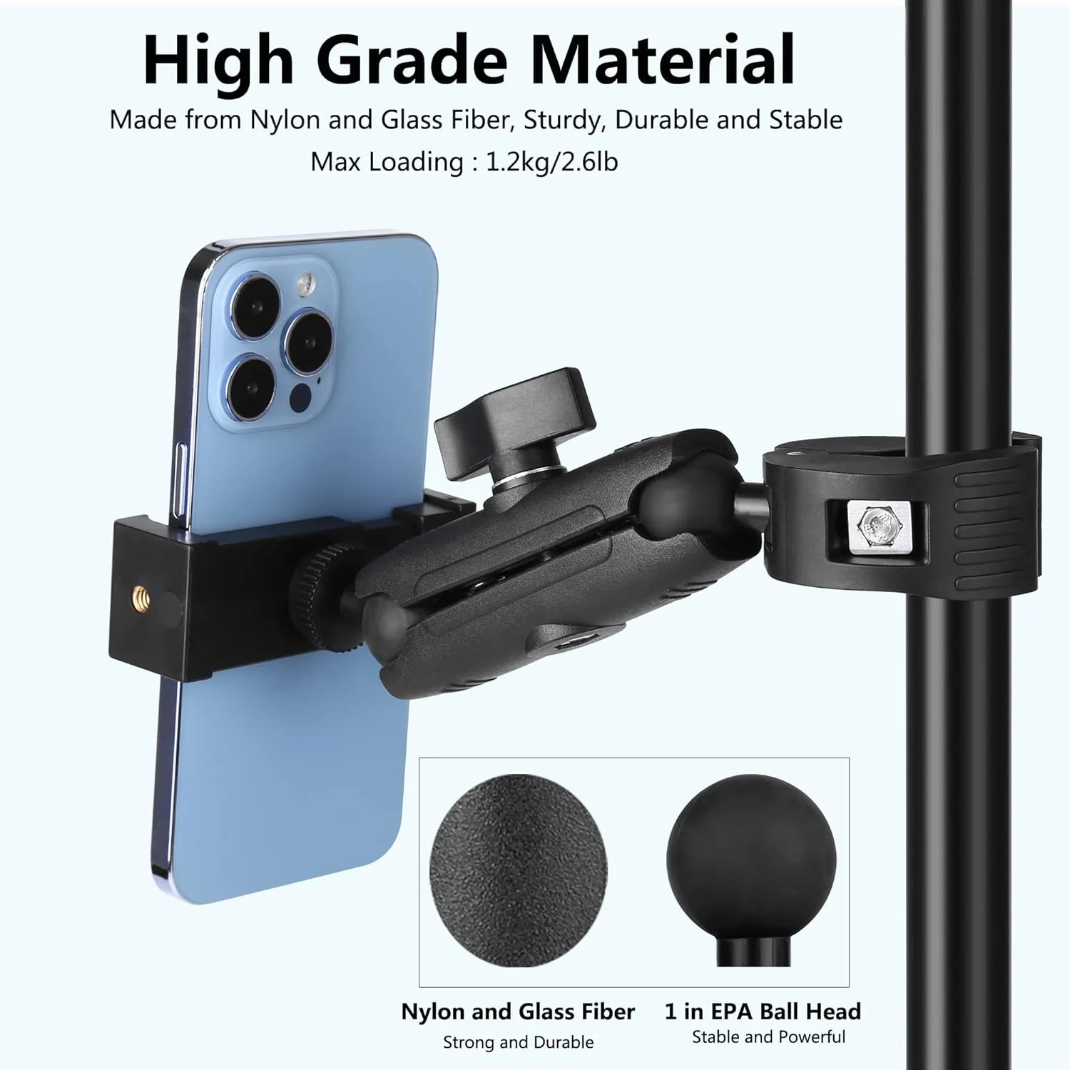 پایه نگهدارنده گوشی موبایل Peastrex با بازوی بلند و گیره محکم با قابلیت چرخش 360 درجه مناسب برای گوشی های آیفون 14 13 12 11 MAX Pro سامسونگ گلکسی S22 S21 گوگل پیکسل، گوشی های هوشمند 3.5 تا 7 اینچ