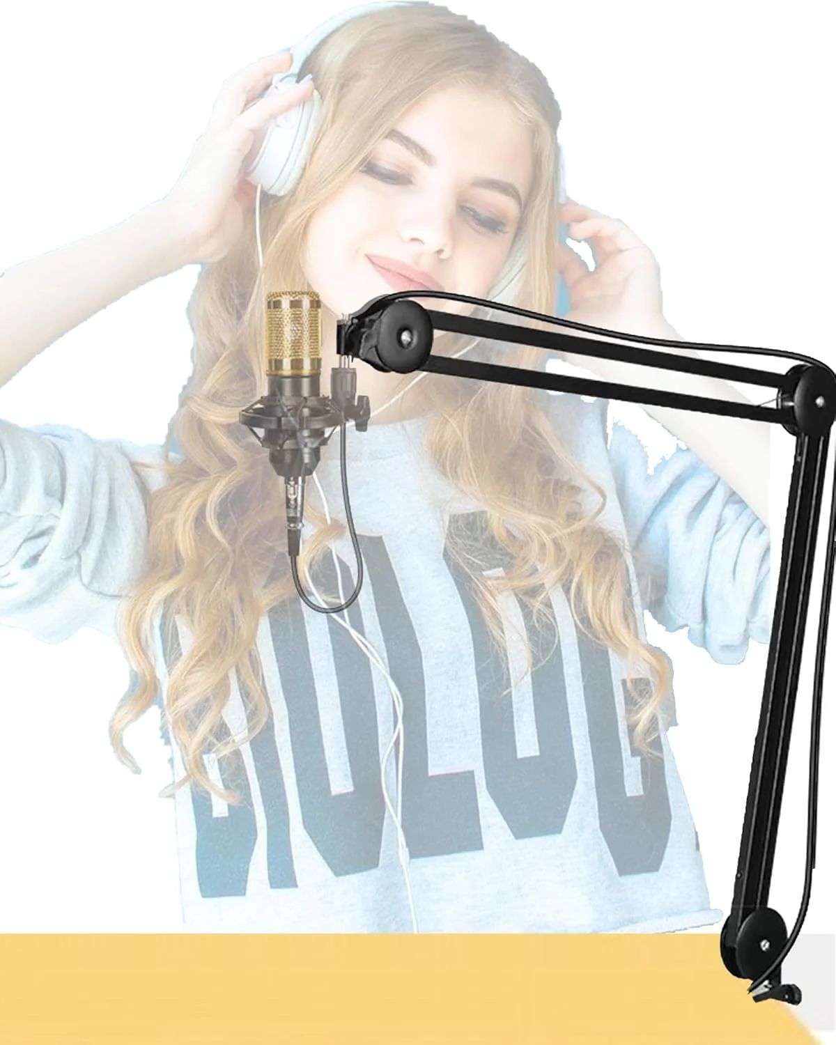 پایه میکروفون حرفه ای قابل تنظیم 52-54 سانتی متری برای تجهیزات ضبط صدا با لرزه گیر برای استفاده در استودیو، خانه، پادکست، استریمینگ و گیمینگ