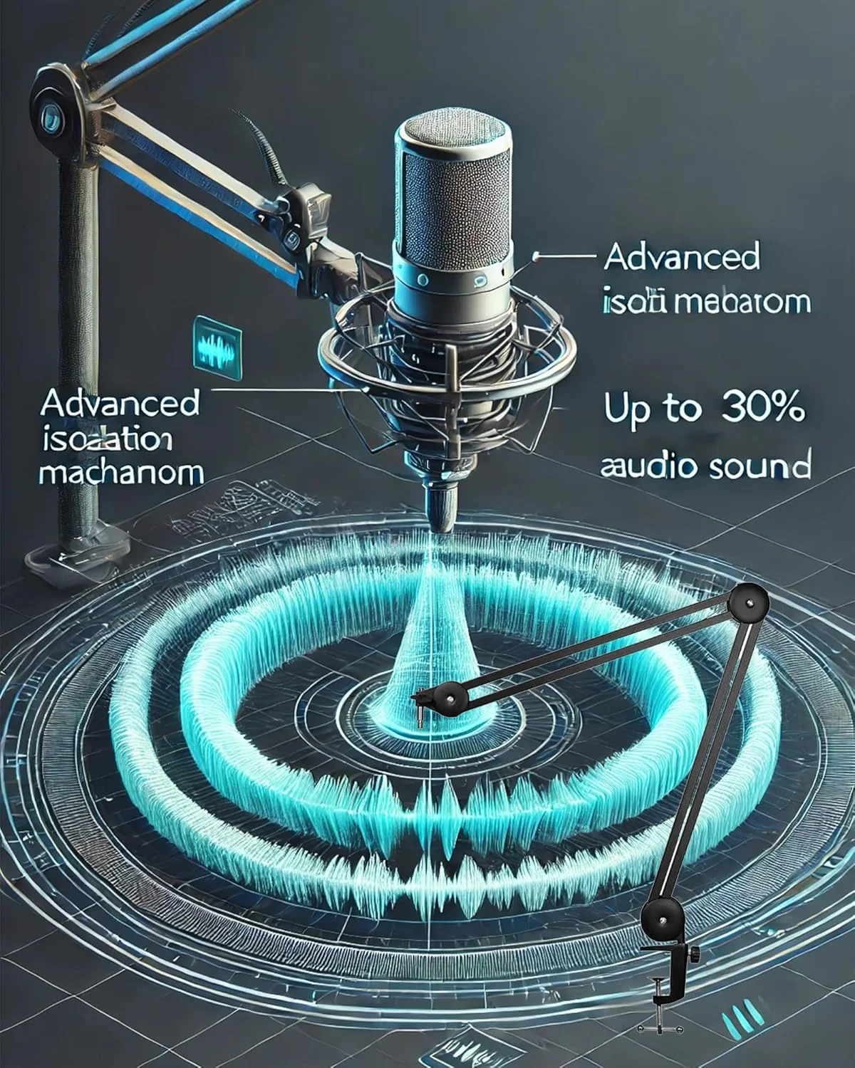 پایه میکروفون حرفه ای قابل تنظیم 52-54 سانتی متری برای تجهیزات ضبط صدا با لرزه گیر برای استفاده در استودیو، خانه، پادکست، استریمینگ و گیمینگ