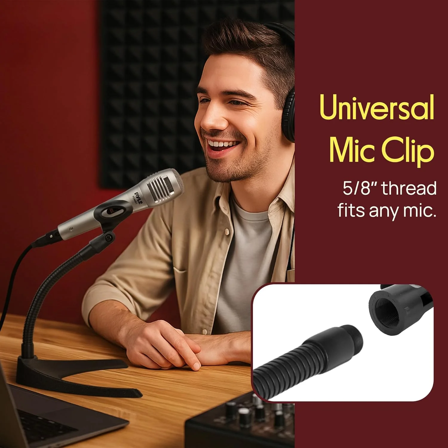 پایه میکروفون رومیزی پایل - نگهدارنده میکروفون رومیزی جهانی با گردن غازی انعطاف پذیر 8.2 اینچی و پایه U شکل محکم - ایده آل برای میز یا پیشخوان - PMKS8، مشکی پایه میکروفون رومیزی پایل - نگهدارنده میکروفون رومیزی جهانی با گردن غازی انعطاف پذیر 8.2 اینچی و پایه U شکل محکم - ایده آل برای میز یا پیشخوان - PMKS8، مشکی