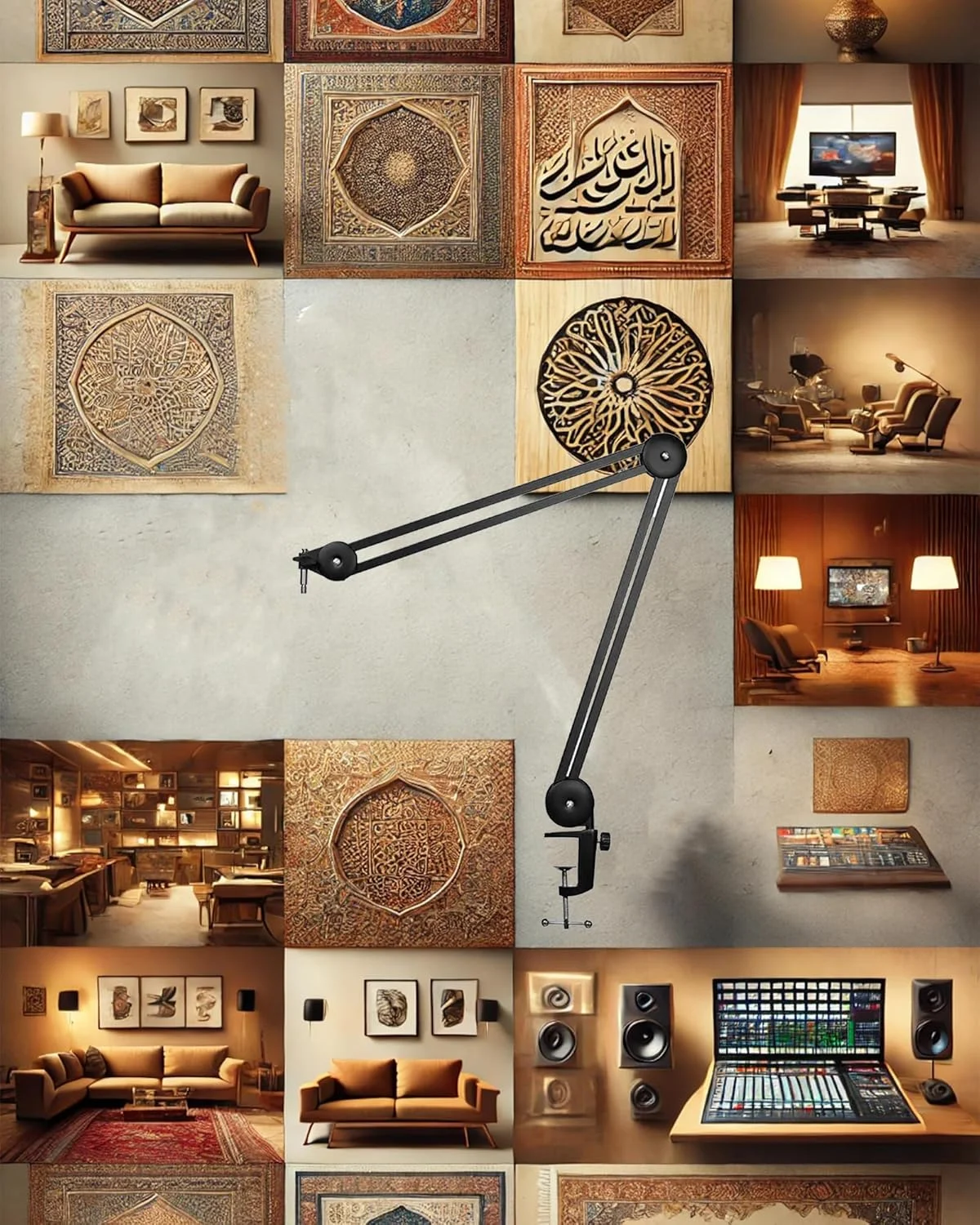 پایه میکروفون حرفه ای قابل تنظیم 52-54 سانتی متری برای تجهیزات ضبط صدا با لرزه گیر برای استفاده در استودیو، خانه، پادکست، استریمینگ و گیمینگ