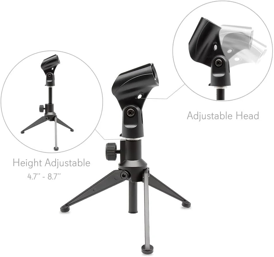 پایه میکروفون رومیزی سه پایه Pyle - ارتفاع قابل تنظیم 12 تا 22 سانتی متر با پشتیبانی کلاچ سنگین وزن 2.2 کیلوگرم - ایده آل برای ضبط پادکست یا برنامه های رومیزی PMKSDT25