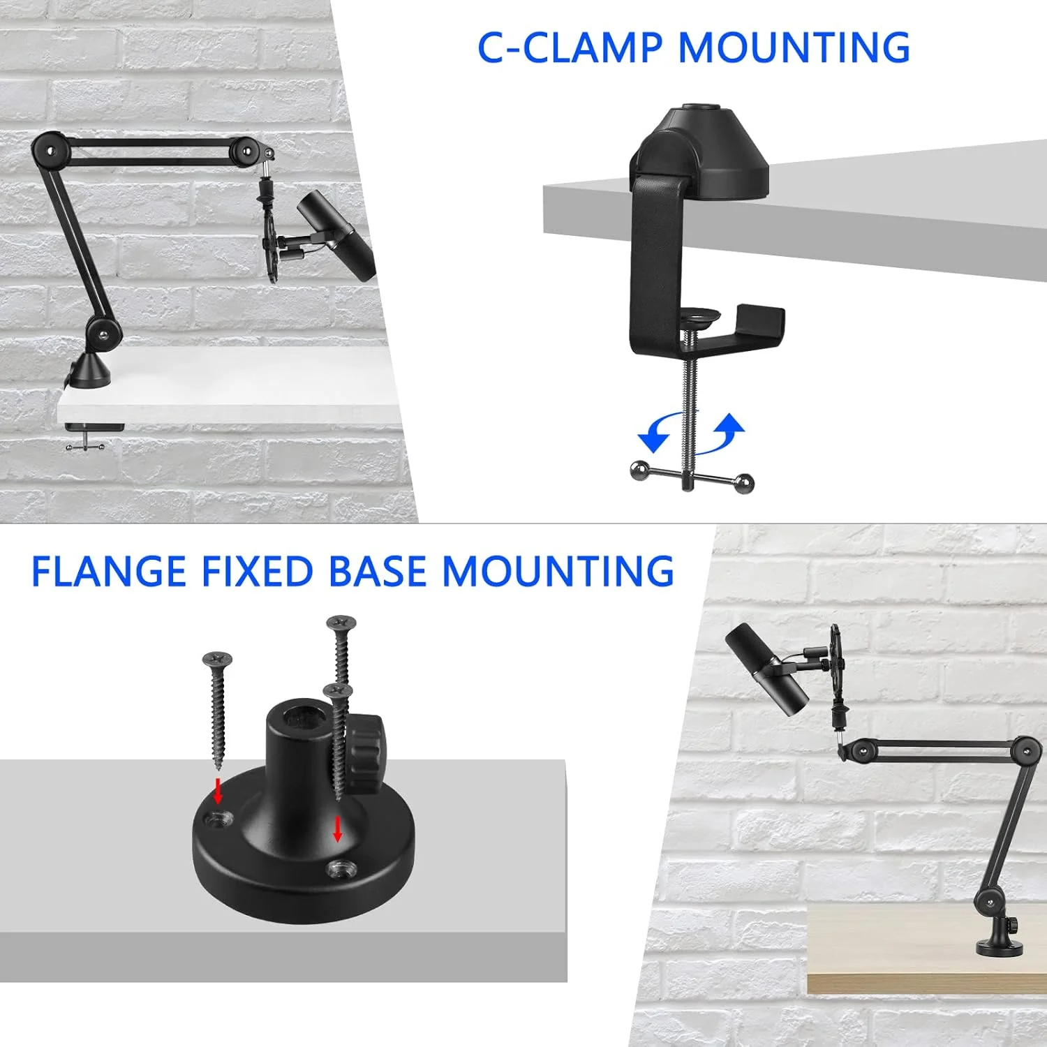 بازوی میکروفون حرفه ای Geekria for Creators سازگار با Shure MV88+، SM7B، MV7، SM58، SM57، پایه میکروفون معلق، نگهدارنده قابل تنظیم رومیزی برای ضبط استودیویی، طول 25 اینچ
