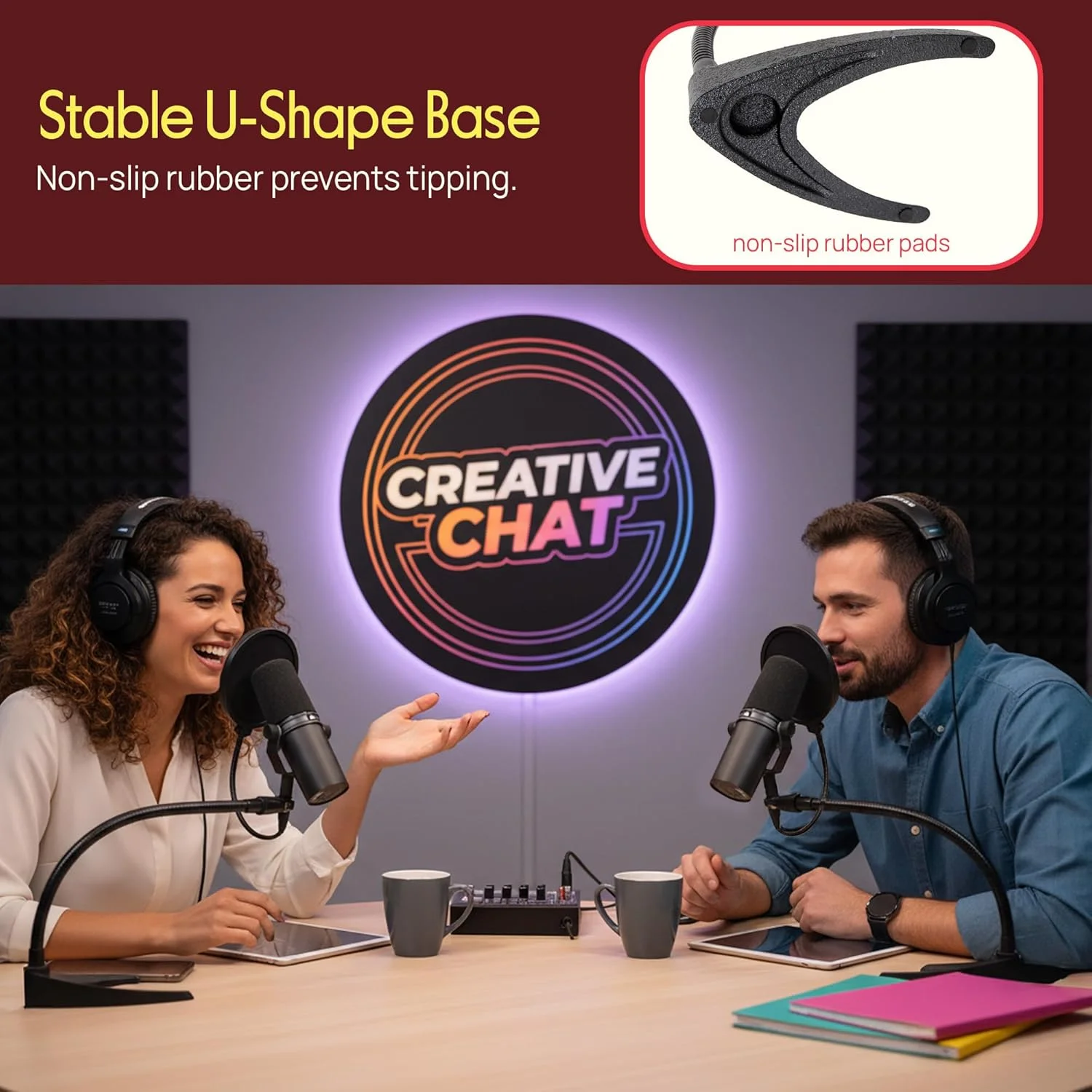 پایه میکروفون رومیزی پایل - نگهدارنده میکروفون رومیزی جهانی با گردن غازی انعطاف پذیر 8.2 اینچی و پایه U شکل محکم - ایده آل برای میز یا پیشخوان - PMKS8، مشکی پایه میکروفون رومیزی پایل - نگهدارنده میکروفون رومیزی جهانی با گردن غازی انعطاف پذیر 8.2 اینچی و پایه U شکل محکم - ایده آل برای میز یا پیشخوان - PMKS8، مشکی