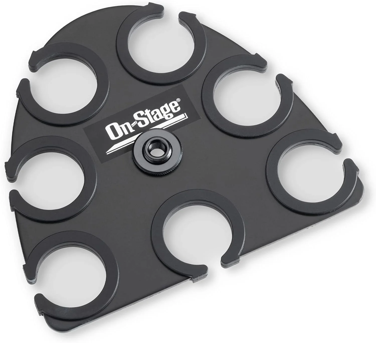 نگهدارنده چندگانه میکروفون OnStage MSA2700 (سازمان دهنده و نمایشگر میکروفون برای میکروفون های دستی، دینامیک، سیمی و بی سیم، پد سیلیکونی، قابل نصب بر روی پایه های رزوه ای 5/8 اینچ -27 یا 3/8 اینچ -16، آلومینیومی، مشکی)