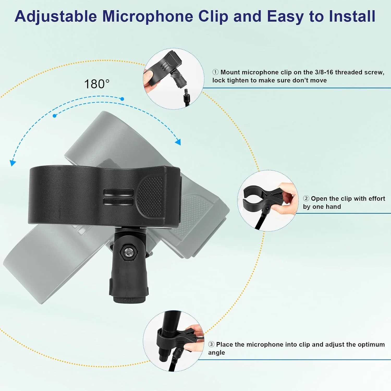 پایه نگهدارنده میکروفون، بازوی جادویی انعطاف پذیر و قابل تنظیم 21.5 اینچی با گیره خرچنگی و آداپتور 3/8 اینچ - 16 به 5/8 اینچ - 27، سازگار با Shure/Fifine/AT2020/Pyle/Blue Snowball/Razer