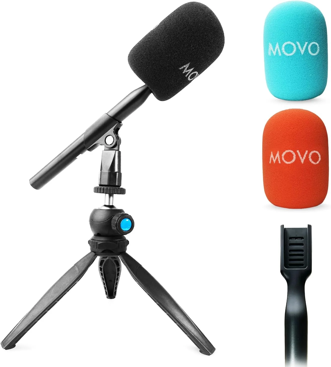 آداپتور میکروفون بی سیم Movo WMX-HM به همراه پایه میکروفون - سازگار با DJI Mic، Rode Wireless GO، Hollyland Lark و غیره - ایده آل برای پادکست، مصاحبه، خبرنگاران و تولید محتوا