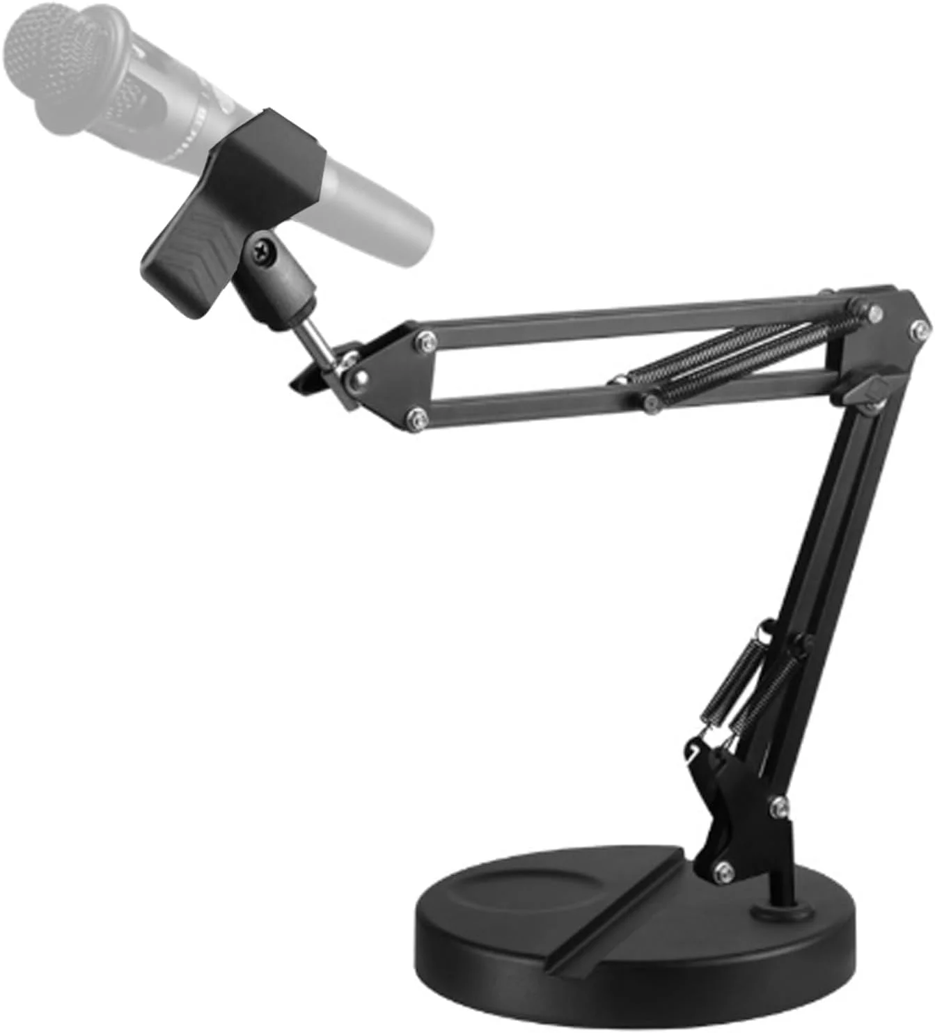 پایه میکروفون رومیزی بازویی، پایه قابل تنظیم ارتقا یافته با گیره فنری برای میکروفون ها (تا قطر 1.96 اینچ)، ایده آل برای بازی، گیتار، پخش زنده یوتیوب و موارد دیگر