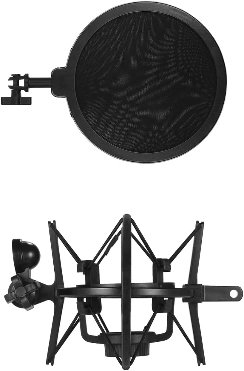 لرزه گیر میکروفون، لرزه گیر میکروفون کندانسور پلاستیکی یونیورسال با فیلتر پاپ برای استودیو پخش آنلاین و ضبط موسیقی