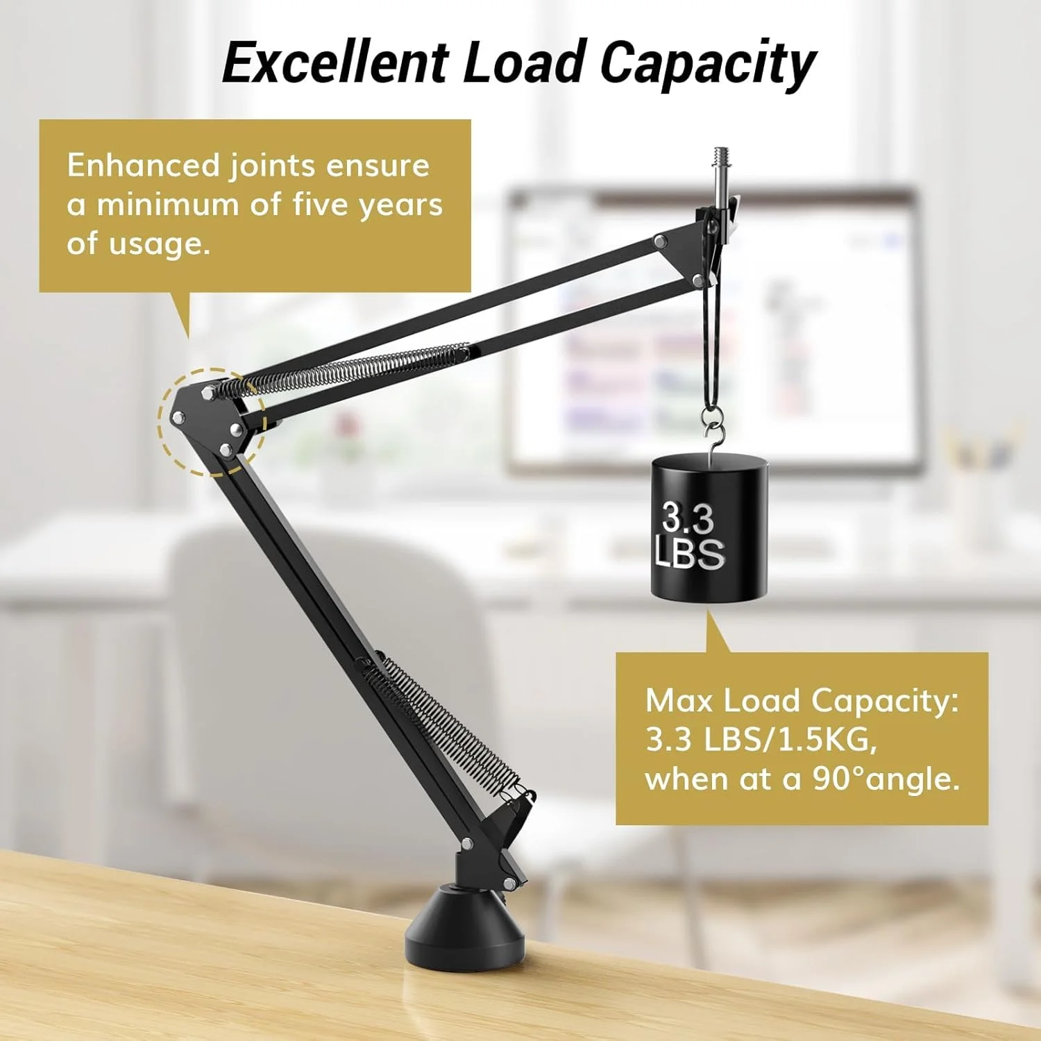 بازوی بوم میکروفون NALACAL، پایه میکروفون قابل تنظیم با گیره میکروفون، سازگار با Blue Yeti HyperX Quadcast Snowball Rode Razer، مناسب برای پخش زنده، بازی و پادکست