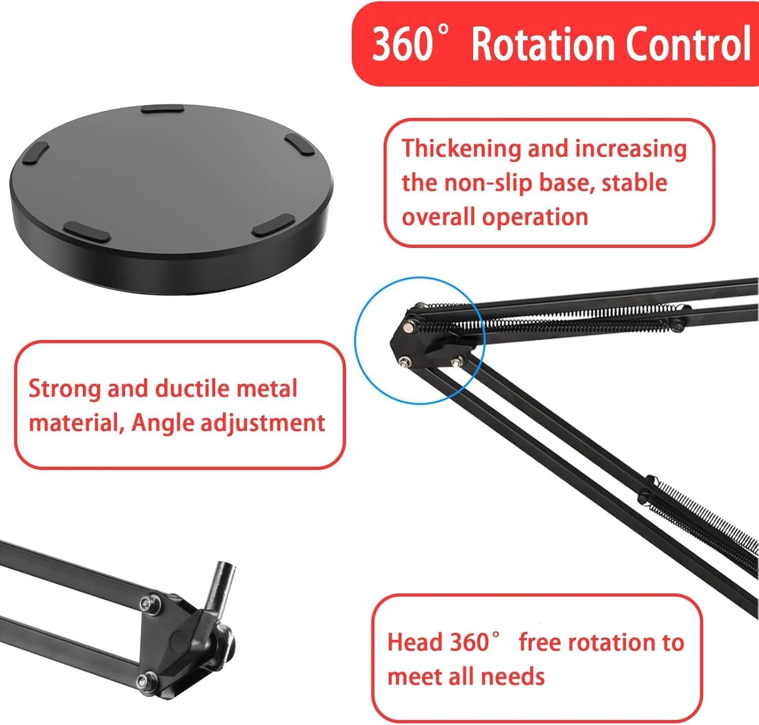 پایه میکروفون رومیزی بازویی، پایه قابل تنظیم ارتقا یافته با گیره فنری برای میکروفون ها (تا قطر 1.96 اینچ)، ایده آل برای بازی، گیتار، پخش زنده یوتیوب و موارد دیگر پایه میکروفون رومیزی بازویی، پایه قابل تنظیم ارتقا یافته با گیره فنری برای میکروفون ها (تا قطر 1.96 اینچ)، ایده آل برای بازی، گیتار، پخش زنده یوتیوب و موارد دیگر