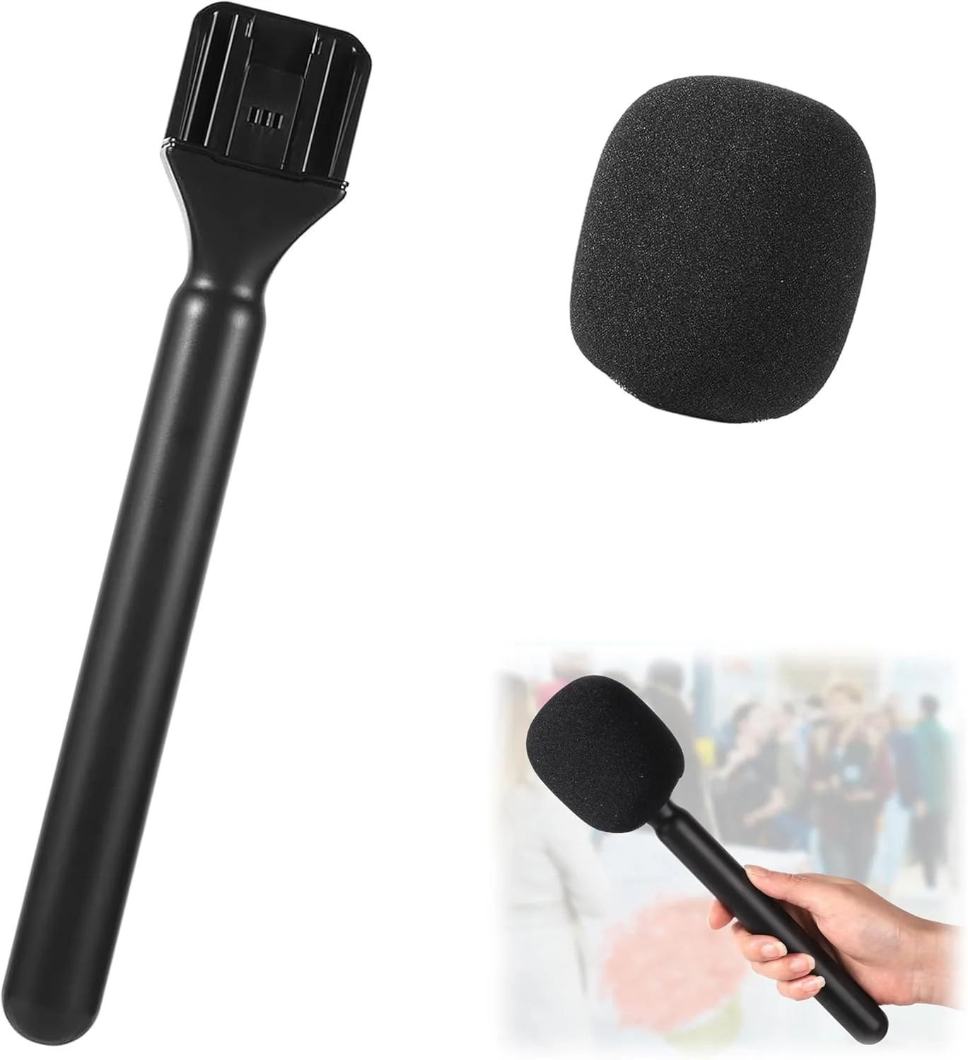 نگهدارنده میکروفون، پایه میکروفون بی سیم دستی، آداپتور دستی میکروفون با محافظ باد برای لوازم جانبی DJI Mic 1/2 Wireless GO II، جایگزین تجهیزات مصاحبه