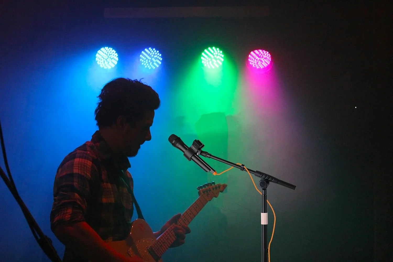 پایه میکروفون ایستاده با بازوی بوم، پایه میکروفون با پایه وزنی تخت، ارتفاع قابل تنظیم از 60 سانتی متر تا 173 سانتی متر، پایه آواز با نگهدارنده میکروفون، گیره های کابل برای اجرا، پادکست، استودیوی ضبط