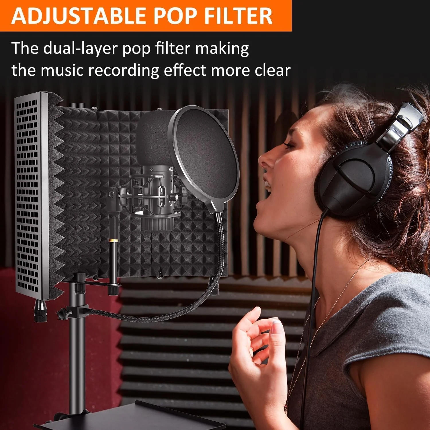 محافظ ایزولاسیون میکروفون با پاپ فیلتر و پایه سه پایه، محافظ تاشو میکروفون با عایق صوتی سه گانه و فوم متراکم، مناسب برای استودیو، پادکست، خوانندگی محافظ ایزولاسیون میکروفون با پاپ فیلتر و پایه سه پایه، محافظ تاشو میکروفون با عایق صوتی سه گانه و فوم متراکم، مناسب برای استودیو، پادکست، خوانندگی