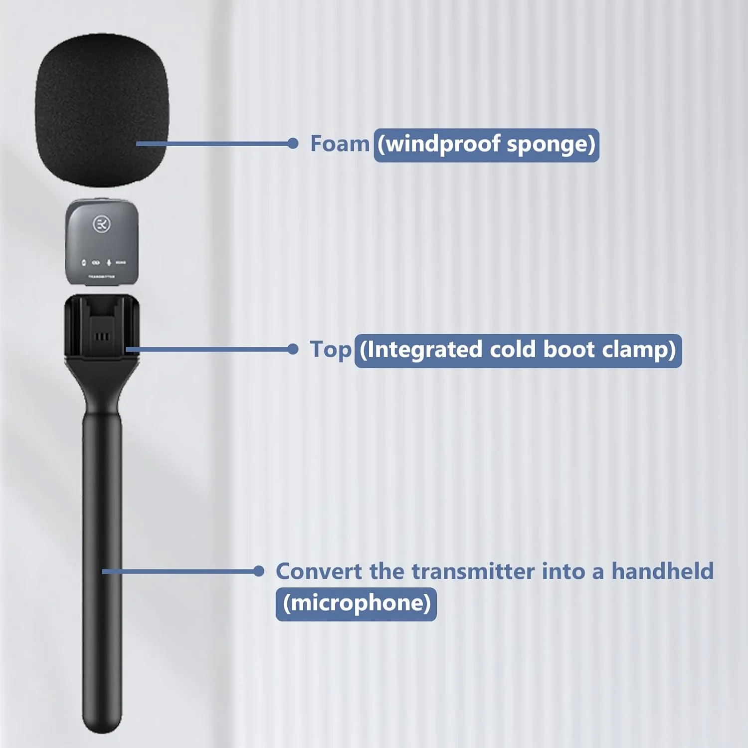 نگهدارنده میکروفون دستی برای میکروفون های بی سیم RODE و DJI، سازگار با تجهیزات Lavalier، ایستگاه های پرچم، ولاگ، پادکست، گزارشگری (مدل TP20) (1)