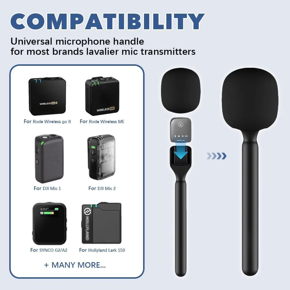 نگهدارنده میکروفون دستی برای میکروفون های بی سیم RODE و DJI، سازگار با تجهیزات Lavalier، ایستگاه های پرچم، ولاگ، پادکست، گزارشگری (مدل TP20) (1)