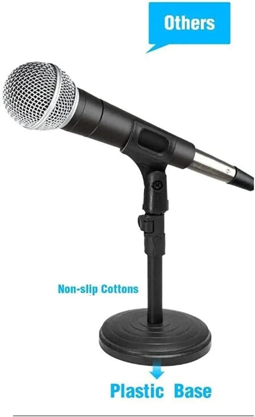 پایه میکروفون رومیزی با قابلیت نصب، پایه میکروفون رومیزی قابل تنظیم ارتقا یافته با پایه پلاستیکی ضد لغزش به همراه گیره میکروفون و پیچ سازگار با میکروفون های تا 35 سانتی متر