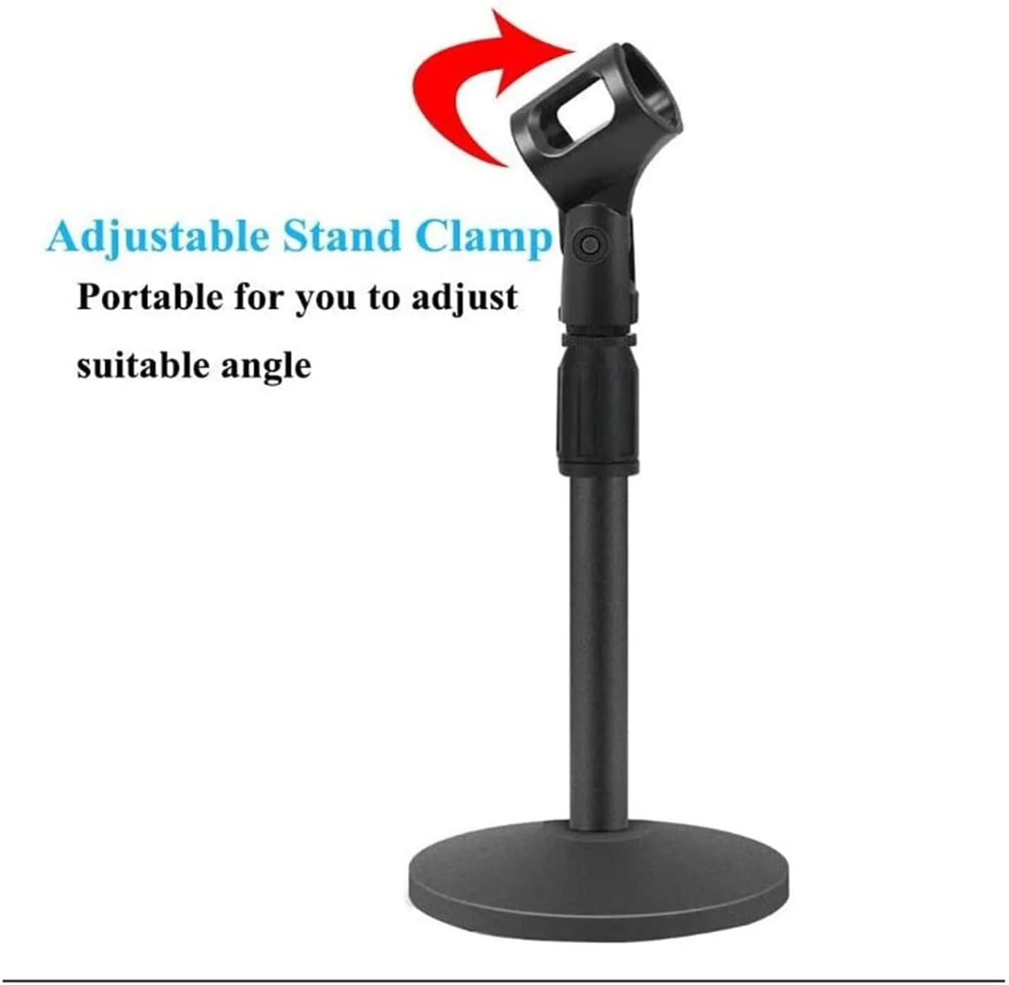 پایه میکروفون رومیزی با قابلیت نصب، پایه میکروفون رومیزی قابل تنظیم ارتقا یافته با پایه پلاستیکی ضد لغزش به همراه گیره میکروفون و پیچ سازگار با میکروفون های تا 35 سانتی متر