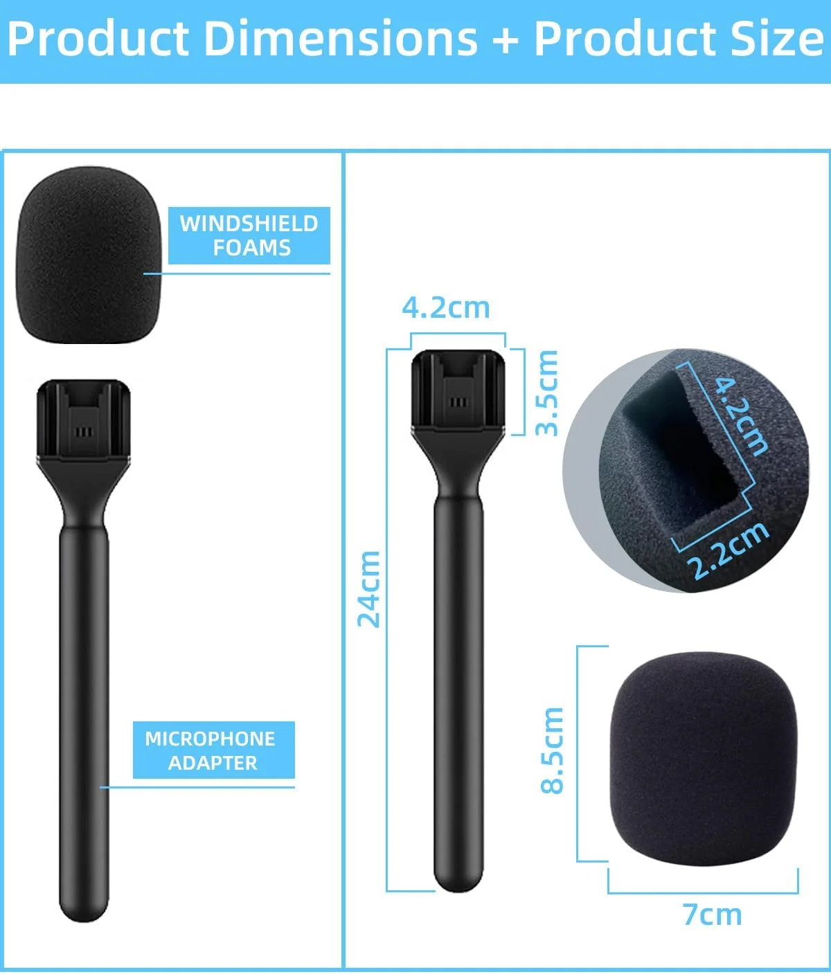 دسته میکروفون، نگهدارنده میکروفون برای DJI/DJI Mini، Rode Wireless GO، Hollyland Lark/Lavalier، آداپتور دستی برای میکروفون مصاحبه بی سیم، برای ولاگ، مصاحبه، پادکست، گزارش (1 عدد)