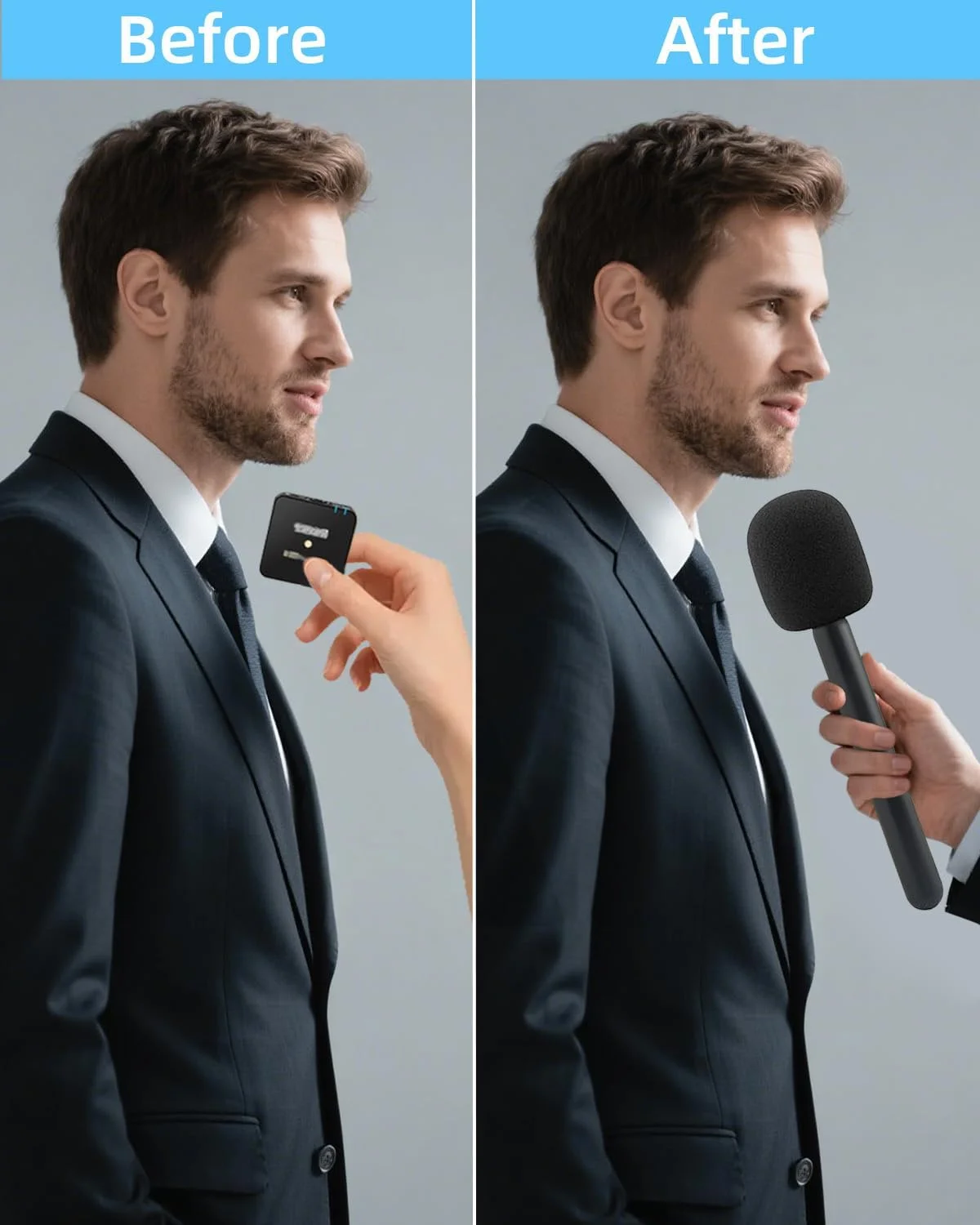 دسته میکروفون، نگهدارنده میکروفون برای DJI/DJI Mini، Rode Wireless GO، Hollyland Lark/Lavalier، آداپتور دستی برای میکروفون مصاحبه بی سیم، برای ولاگ، مصاحبه، پادکست، گزارش (1 عدد)