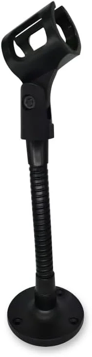 پایه میکروفون برای نصب روی دیوار پودیوم با بازوی گردن غازی انعطاف پذیر و پایه وزنه تعادل 6 اینچی، پایه های رومیزی و میز چند منظوره DIY برای نگه داشتن میکروفون، تلفن، آینه آرایش، نر 5/8 و ماده 5/8 اینچ، مشکی.