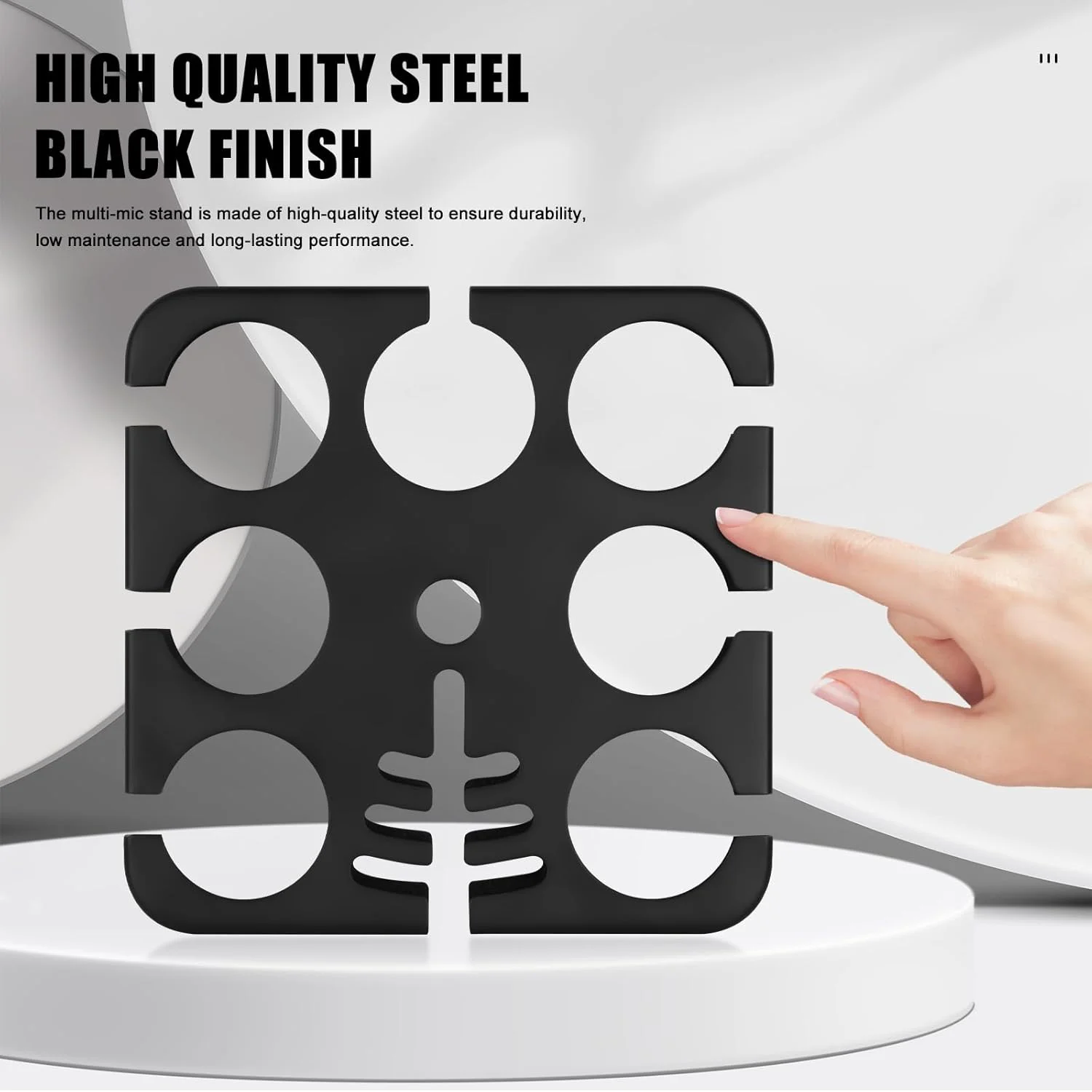 نگهدارنده چندگانه میکروفون، نگهدارنده میکروفون سیمی و بی سیم برای پایه، ظرفیت نگهداری تا 7 میکروفون، آلومینیومی، مشکی همراه با پایه