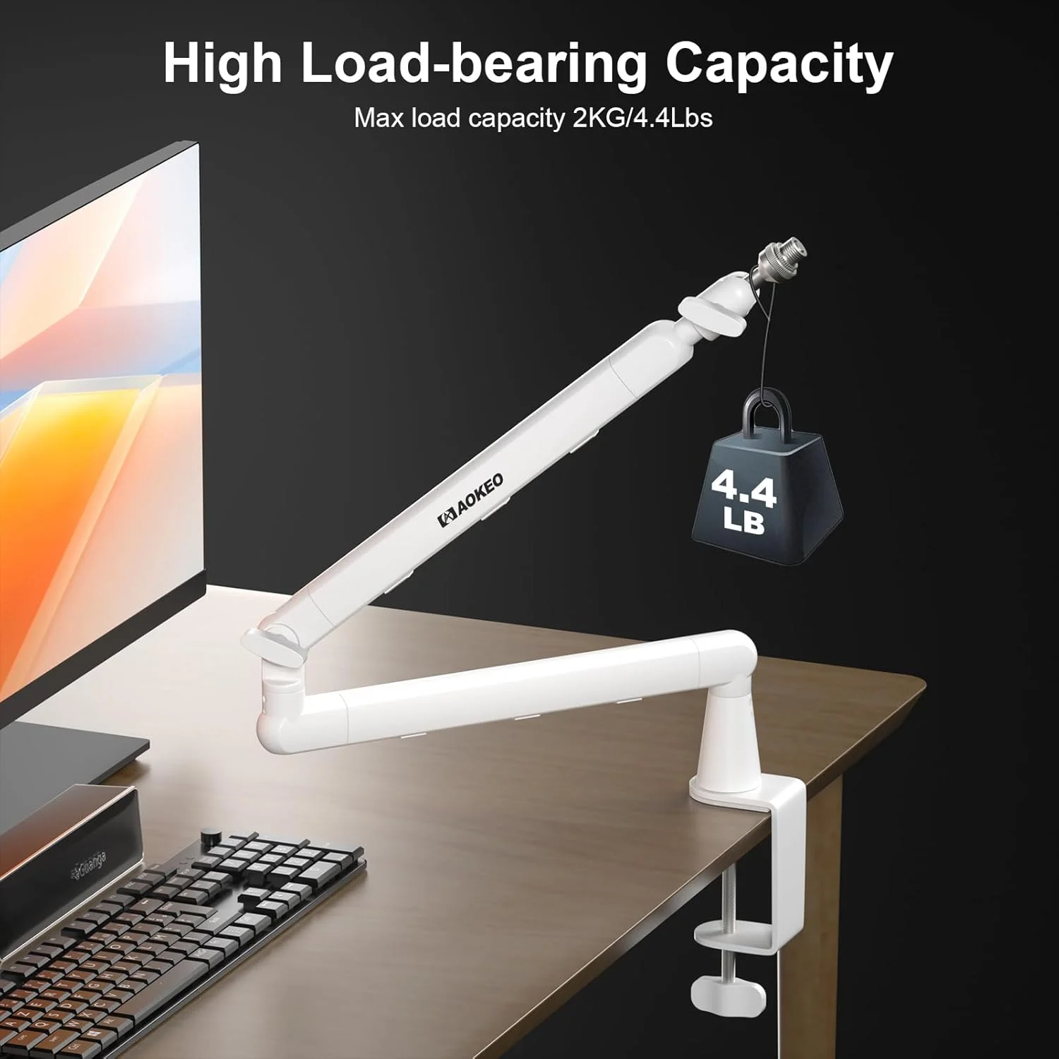 بازوی میکروفون Aokeo AK-55، پایه بازویی میکروفون رومیزی قابل تنظیم با نمای کم، مناسب برای Blue Yeti، Snowball iCE، HyperX QuadCast، SoloCast، Elgato Wave و غیره