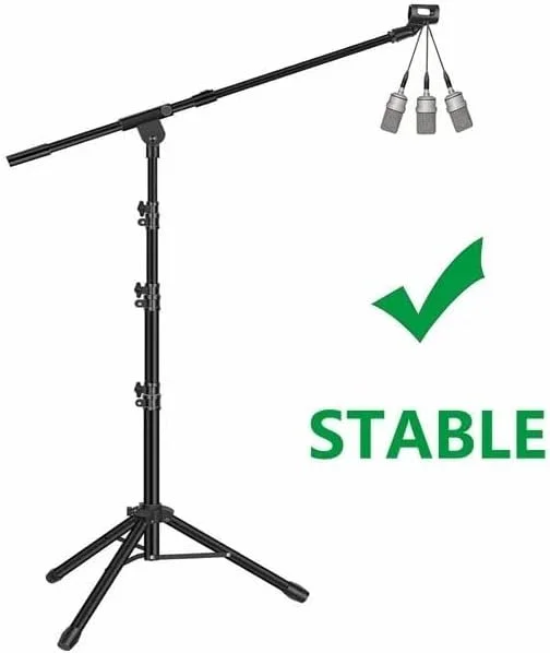 پایه میکروفون سه پایه بوم بازویی ارتقا یافته با کیف حمل، 2 گیره میکروفون و 1 آداپتور پیچی برای نصب میکروفون برای آواز خواندن، پادکست و غیره پایه میکروفون سه پایه بوم بازویی ارتقا یافته با کیف حمل، 2 گیره میکروفون و 1 آداپتور پیچی برای نصب میکروفون برای آواز خواندن، پادکست و غیره