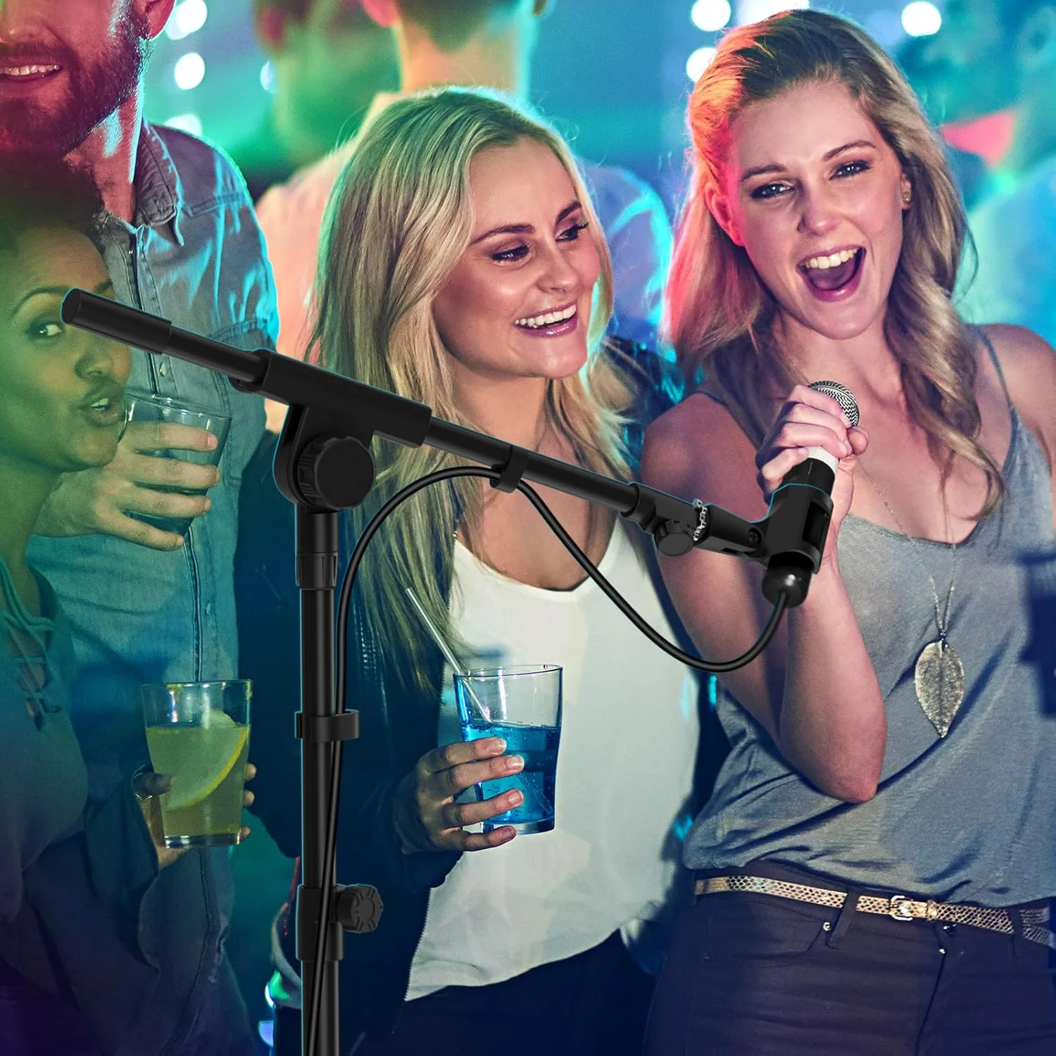 پایه میکروفون K KASONIC، پایه میکروفون بوم سه پایه تاشو قابل تنظیم و سنگین با گیره نگهدارنده میکروفون برای اجرا، آواز کارائوکه، سخنرانی، عروسی، استیج و فعالیت در فضای باز، مشکی