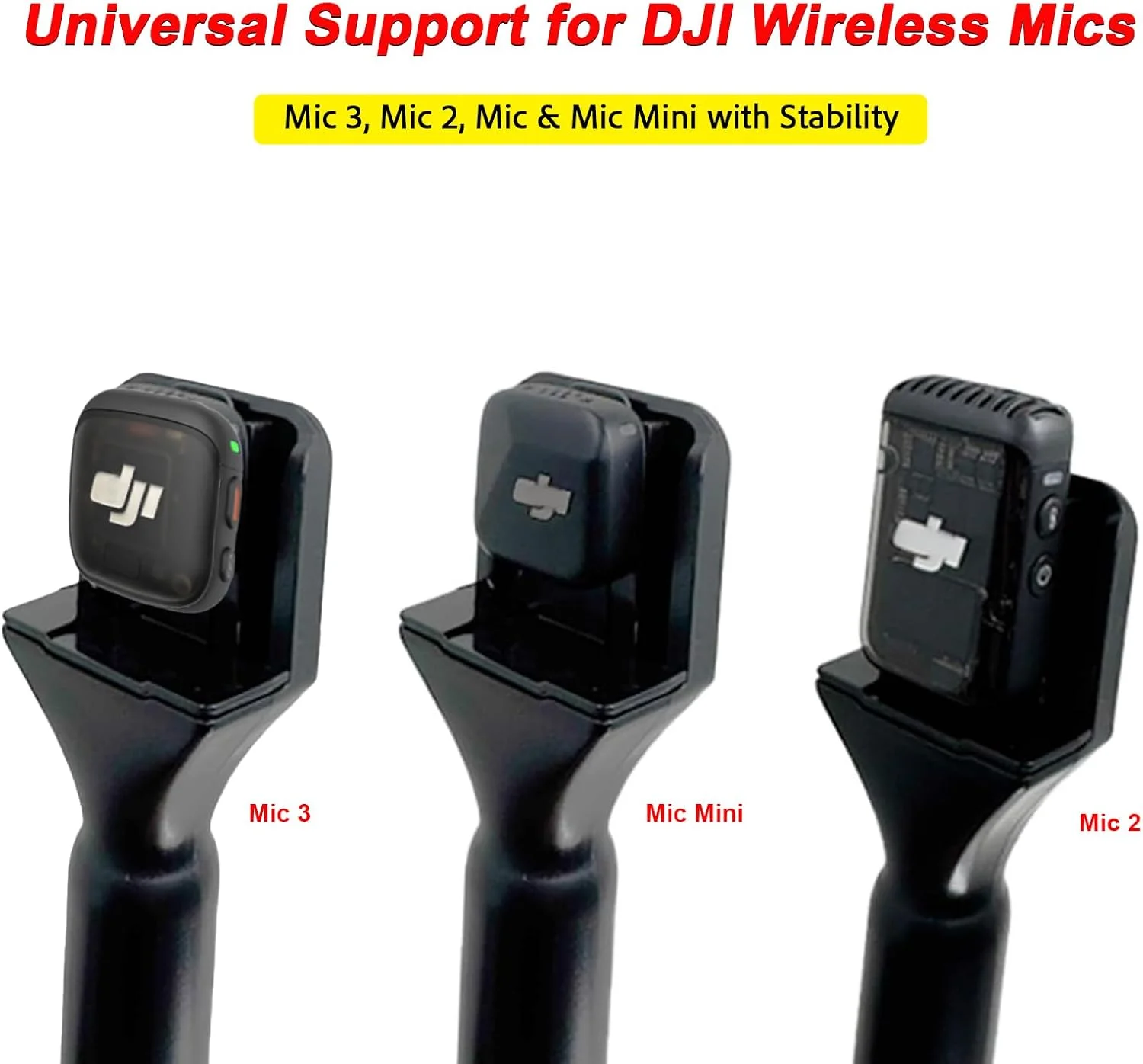 پایه نگهدارنده میکروفون DJI Mic Mini/1/2 / Rode Wireless GO II، دسته ریگ، آداپتور میکروفون یقه ای برای مصاحبه بی سیم، پایه دستی برای DJI Osmo Pocket 3 Mic 2/Hollyland Lark M1 /C1 / 150 / Synco G1/A2