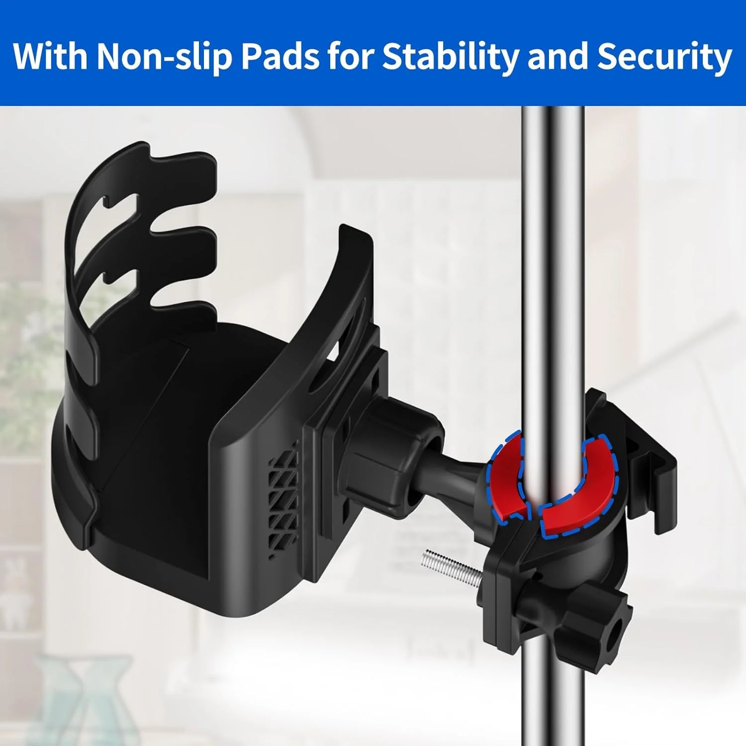 نگهدارنده لیوان پایه میکروفون قابل تنظیم KASTWAVE، با گیره نگهدارنده فنجان چرخان 360 درجه برای پایه های میکروفون، موسیقی یا درام، نگهدارنده بطری آب جهانی برای لیوان مسافرتی قهوه و بطری آب