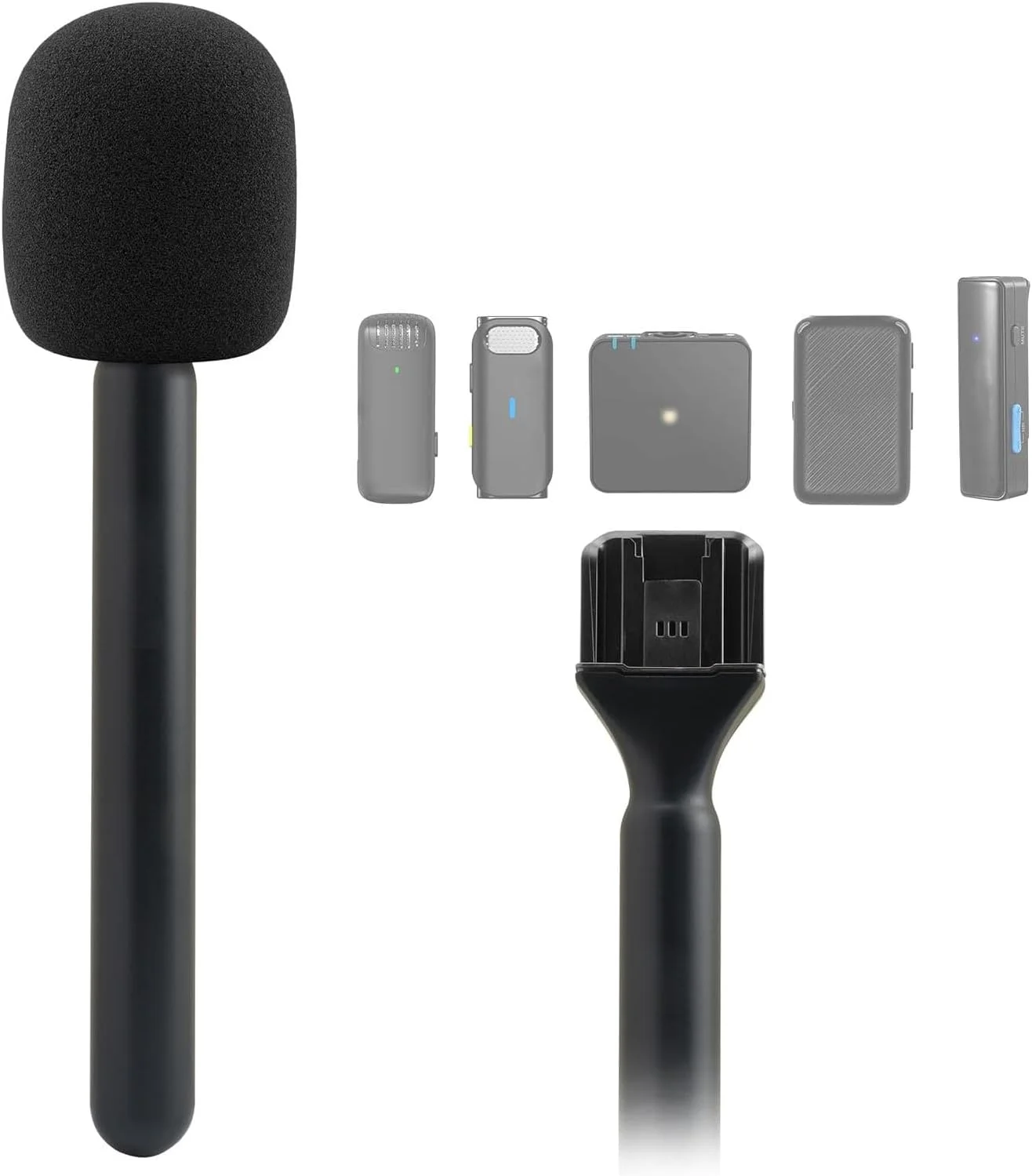 دو عدد پایه نگهدارنده میکروفون، نگهدارنده فرستنده بی سیم با فوم های محافظ باد، مناسب برای میکروفون 1 و 2، برای Hollyland Lark 150، برای G1، برای Movo