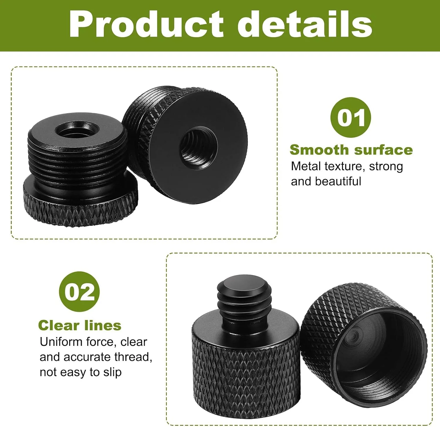 تبدیل پایه میکروفون KASTWAVE، پیچ میکروفون 5/8 اینچ مادگی به 3/8 اینچ نری و 3/8 اینچ مادگی به 5/8 اینچ نری برای اتصال پایه میکروفون به سه پایه و آداپتور دوربین (8 عدد، مشکی) تبدیل پایه میکروفون KASTWAVE، پیچ میکروفون 5/8 اینچ مادگی به 3/8 اینچ نری و 3/8 اینچ مادگی به 5/8 اینچ نری برای اتصال پایه میکروفون به سه پایه و آداپتور دوربین (8 عدد، مشکی)