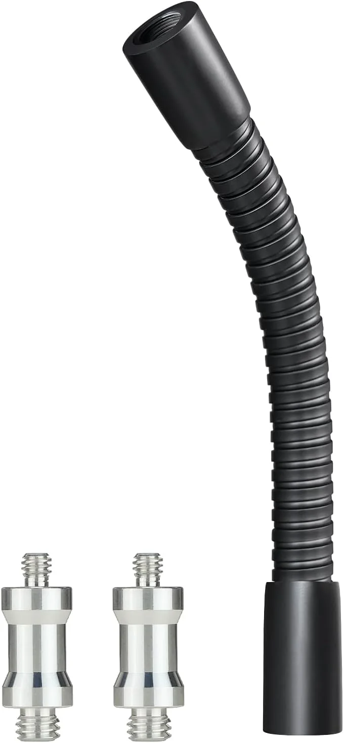 بازوی گردنی انعطاف پذیر 9 اینچی با رزوه های 1/4 و 3/8 اینچ برای موبایل، دوربین، میکروفون، نور و موارد دیگر، مناسب برای اکثر پایه ها، سه پایه ها و گیره ها