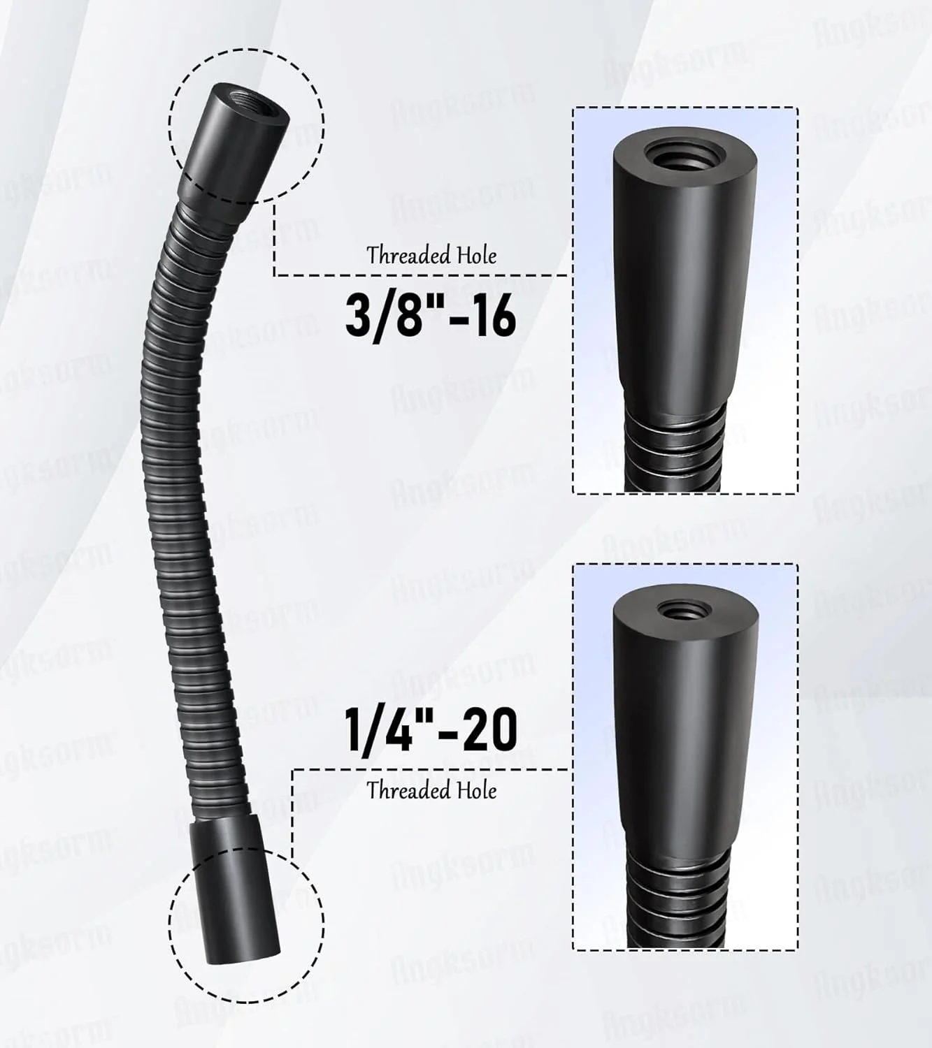 بازوی گردنی انعطاف پذیر 9 اینچی با رزوه های 1/4 و 3/8 اینچ برای موبایل، دوربین، میکروفون، نور و موارد دیگر، مناسب برای اکثر پایه ها، سه پایه ها و گیره ها