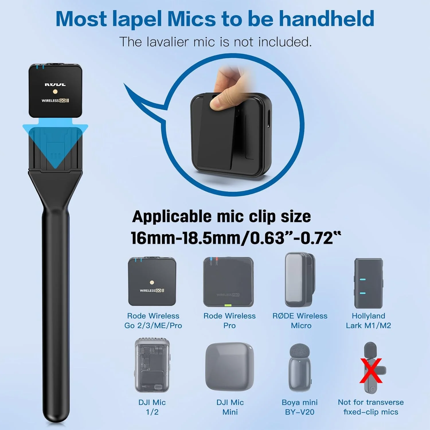 پایه میکروفون برای DJI/Rode/Lark m1/m2، پایه دستی مصاحبه برای میکروفون یقه‌ای با فیلتر پاپ/بادگیر/جعبه پرچم کانال، ریگ میکروفون برای ولاگ، گزارش، پادکست، یوتیوب