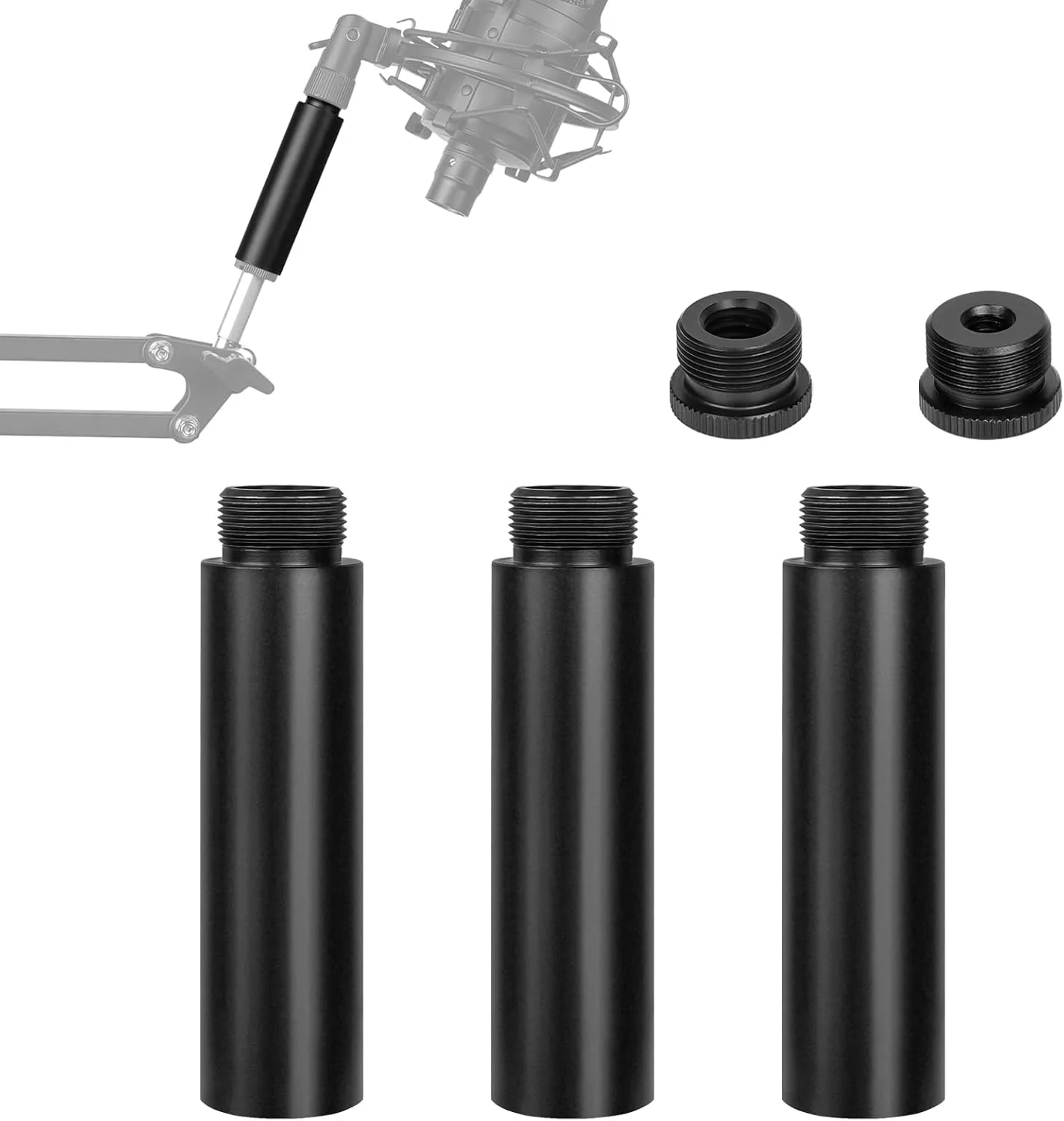 آداپتور افزایش طول پایه میکروفون Geekria for Creators، تبدیل 5/8 اینچ نری به 3/8 اینچ مادگی و 5/8 اینچ نری به 1/4 اینچ مادگی، لوله افزایش طول بازویی میکروفون 5/8 اینچ نری به 5/8 اینچ مادگی (مشکی / بسته 3 عددی)