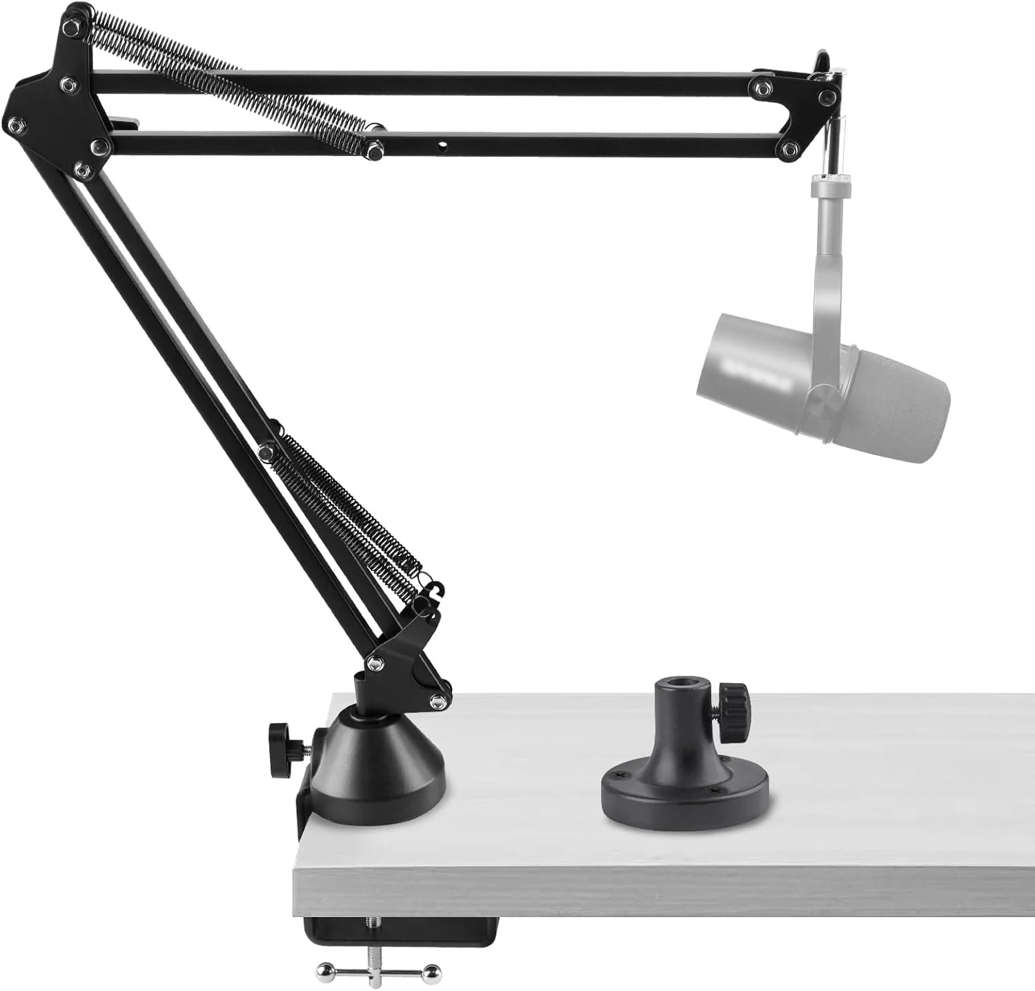 بازوی میکروفون Geekria for Creators سازگار با Shure MV7+، MV88+، SM7B، MV7، MV7X، SM58، SM57، آداپتور بازوی بوم میکروفون، پایه تعلیق، بازوی قیچی میکروفون، نگهدارنده پایه رومیزی