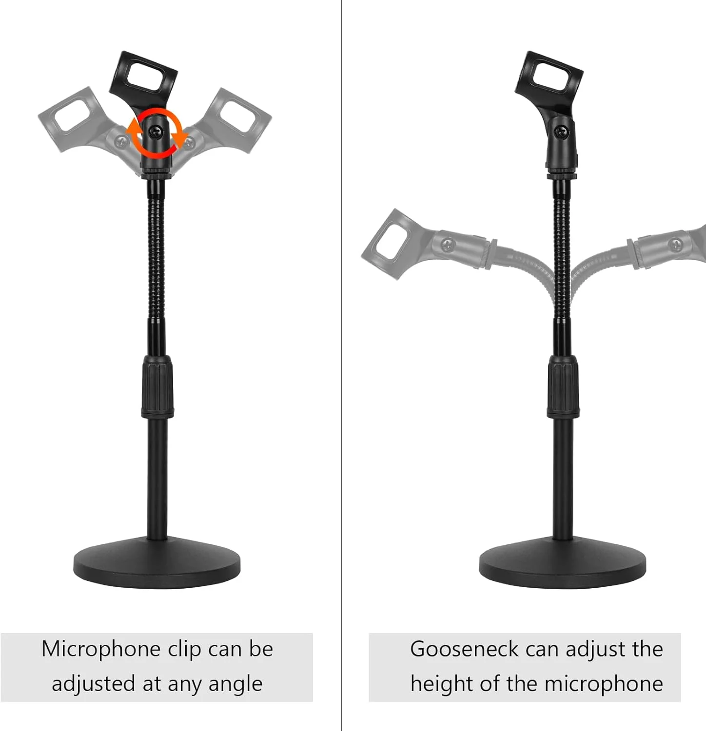 پایه میکروفون رومیزی گردن غازی تلسکوپی Geekria for Creators با بازوی انعطاف پذیر سازگار با Shure KSM11, SM57, TONOR D5, K1، نگهدارنده میکروفون رومیزی قابل تنظیم با پایه وزنی